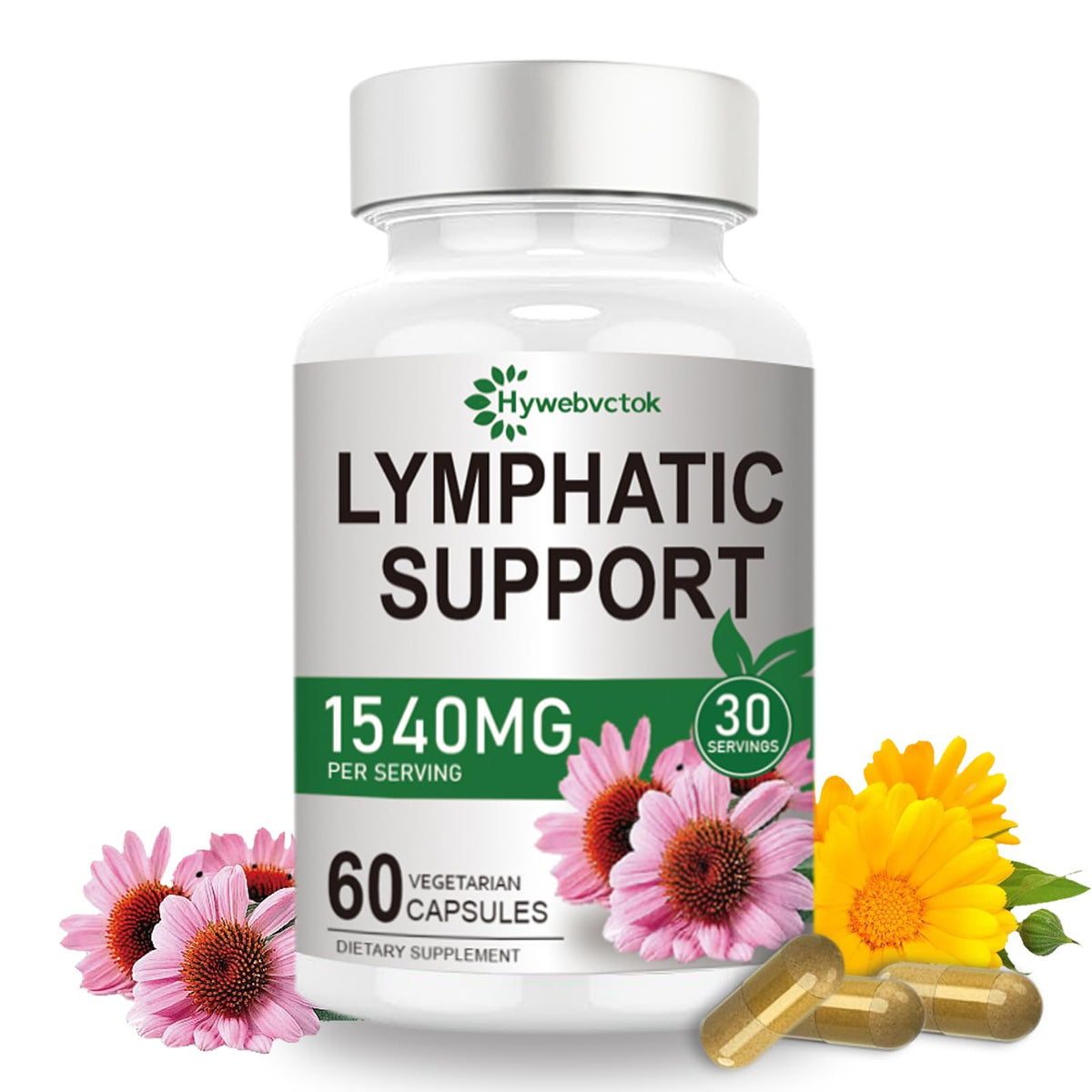 Hywebvctok Lymphatic Drainage Supplements 1540mg front view