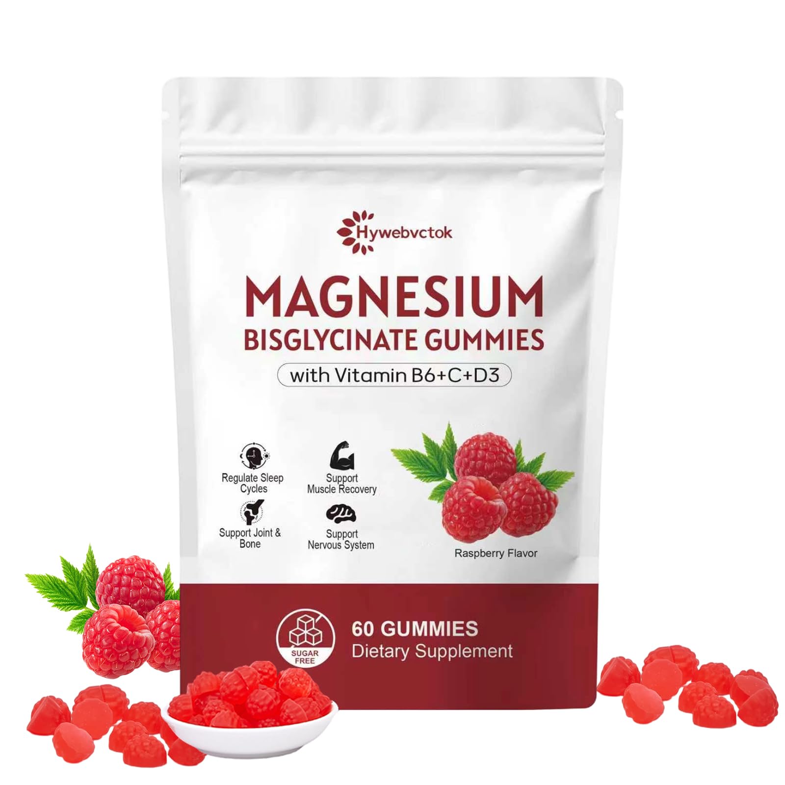 Hywebvctok Magnesium Bisglycinate Gummies 400mg front view