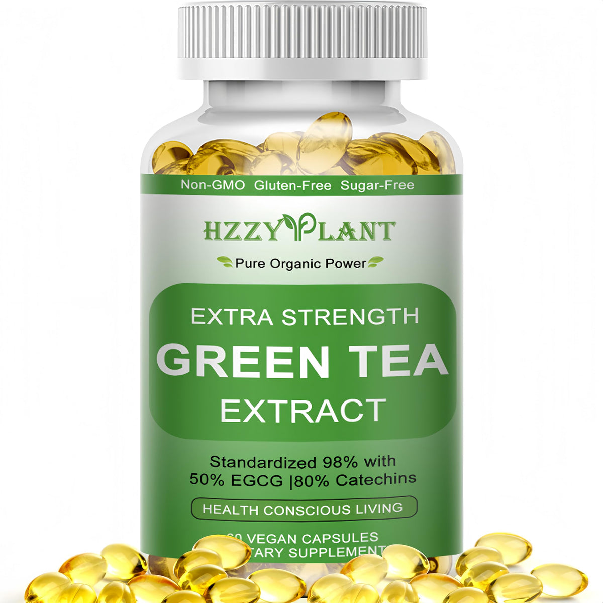 HZZYPLANT Green Tea Extract Softgels front view with packaging