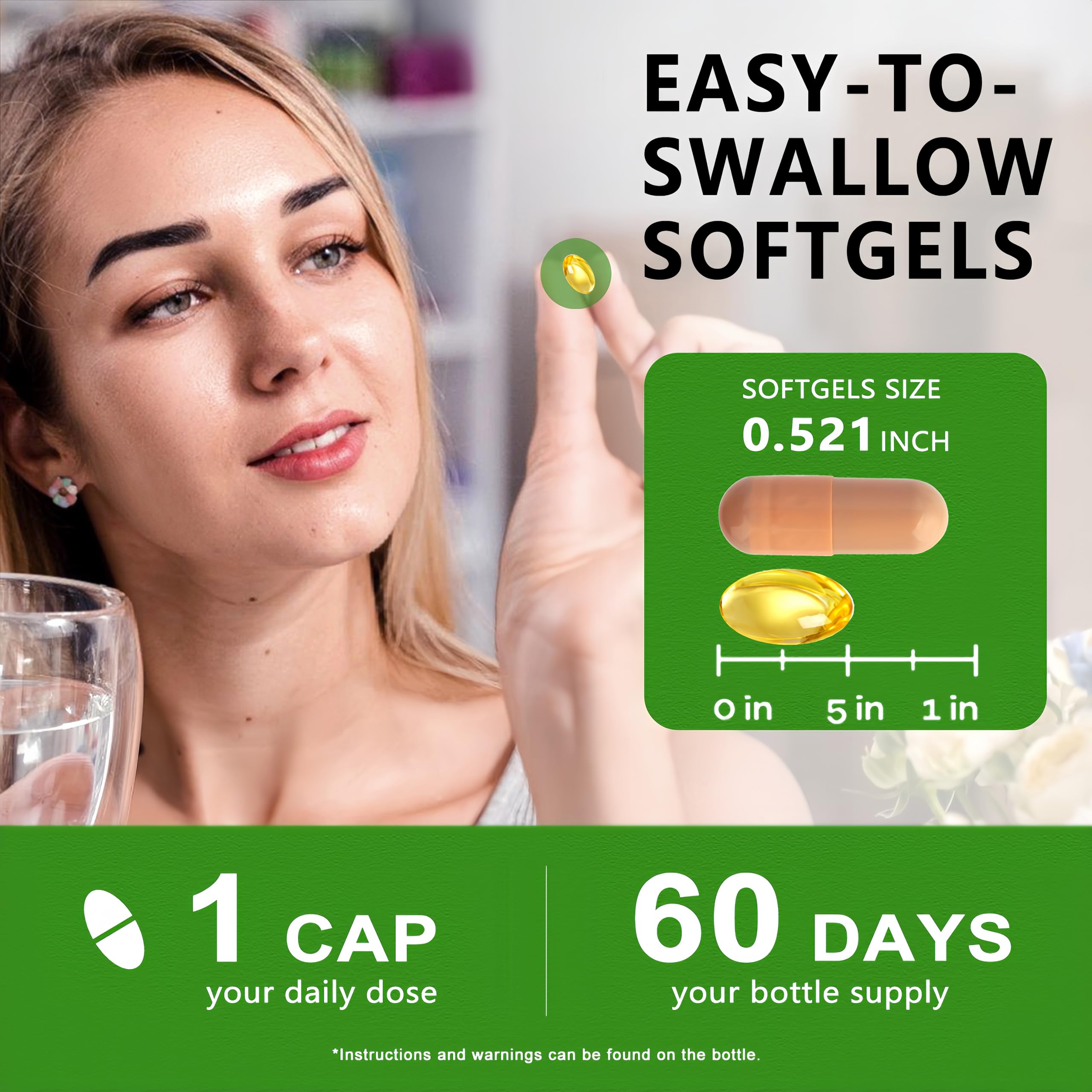HZZYPLANT Green Tea Extract Softgels packaging dimensions