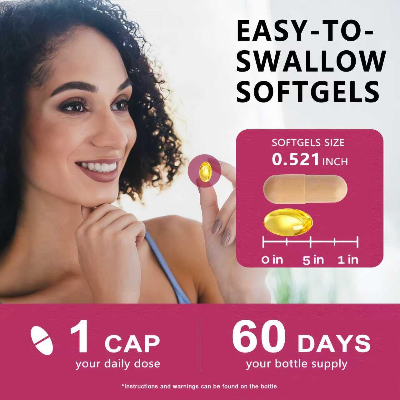 HZZYPLANT Iron Softgels 65mg on a wooden table