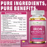 HZZYPLANT Iron Softgels 65mg opened bottle