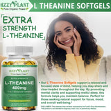 HZZYPLANT L-Theanine Softgels 400mg back view with ingredients