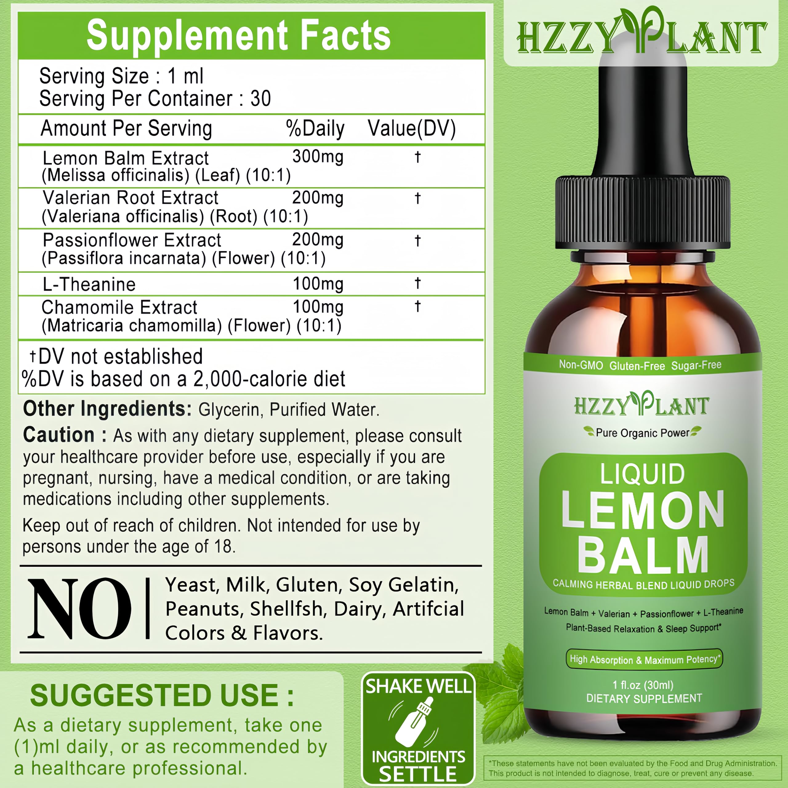 HZZYPLANT Lemon Balm Tincture 5g dosage instructions