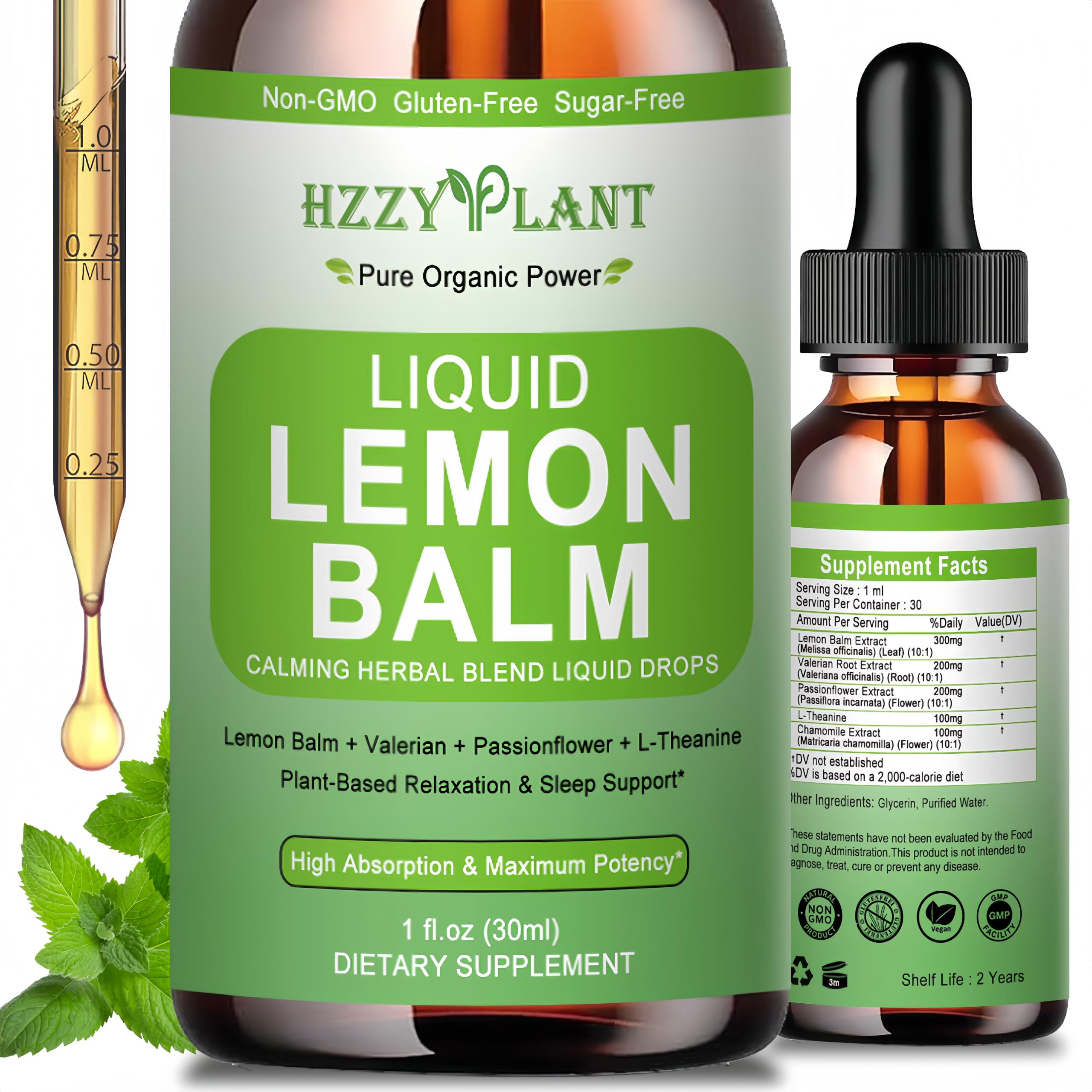 HZZYPLANT Lemon Balm Tincture 5g ingredients list