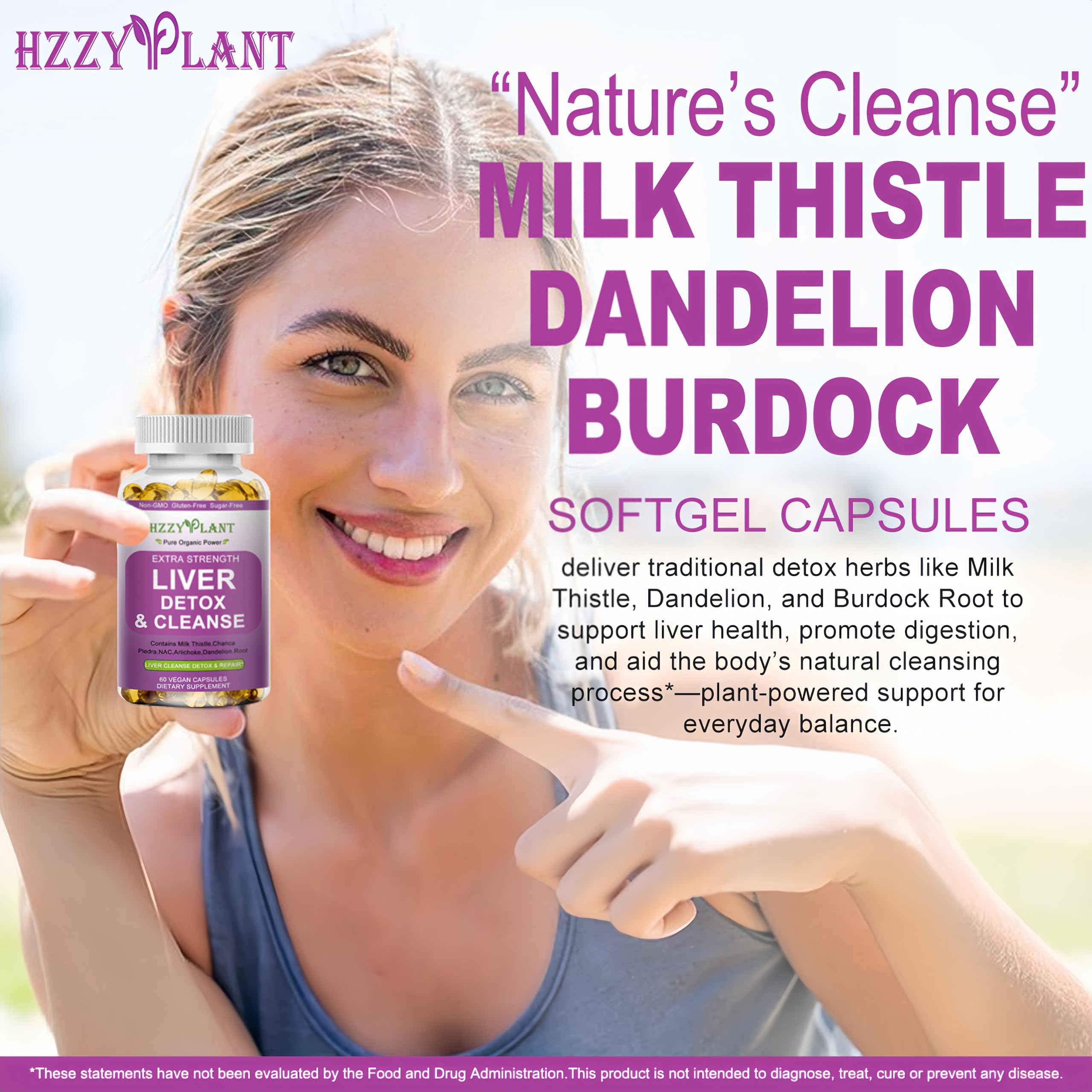 HZZYPLANT Liver Softgels back view with ingredient list