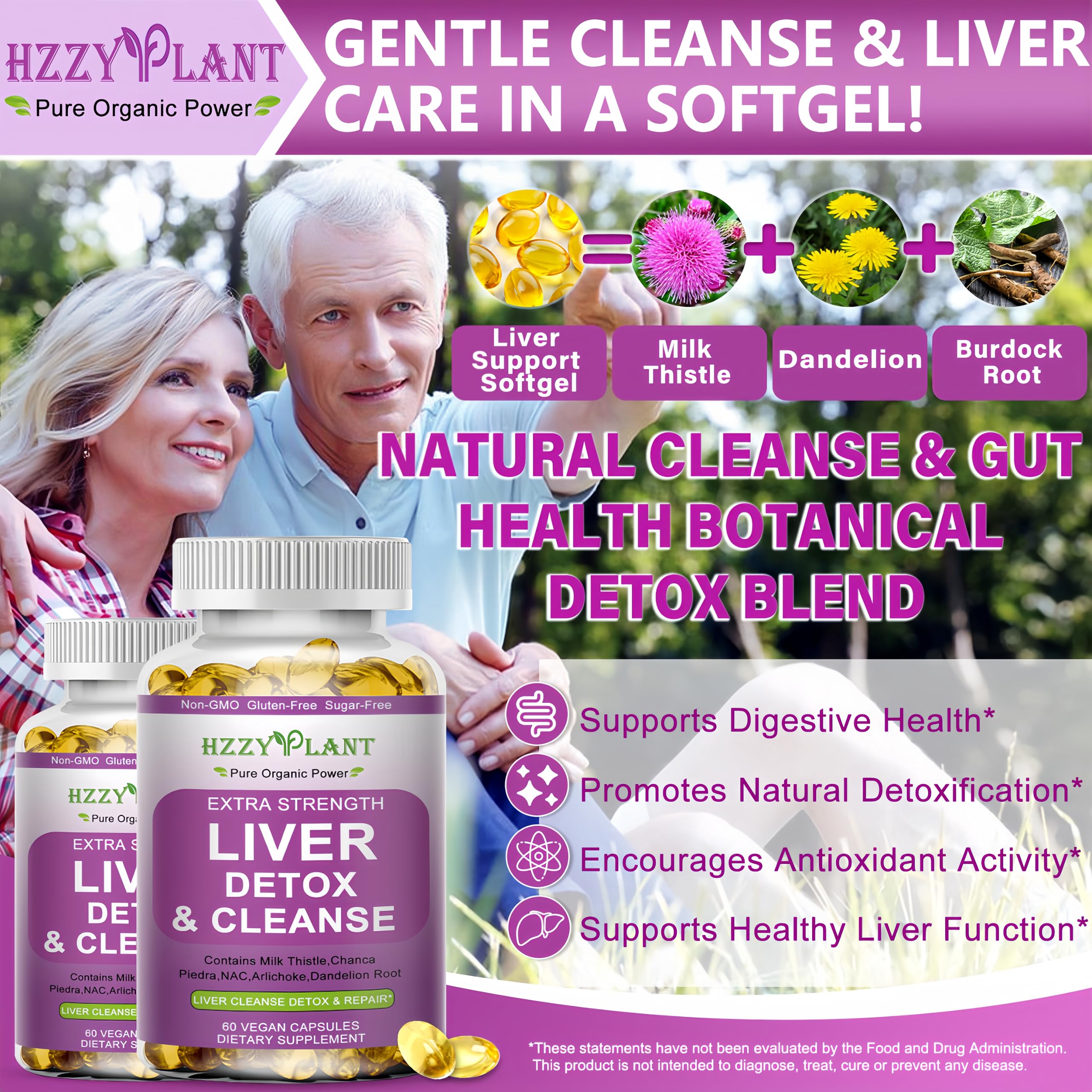 HZZYPLANT Liver Softgels side view with label