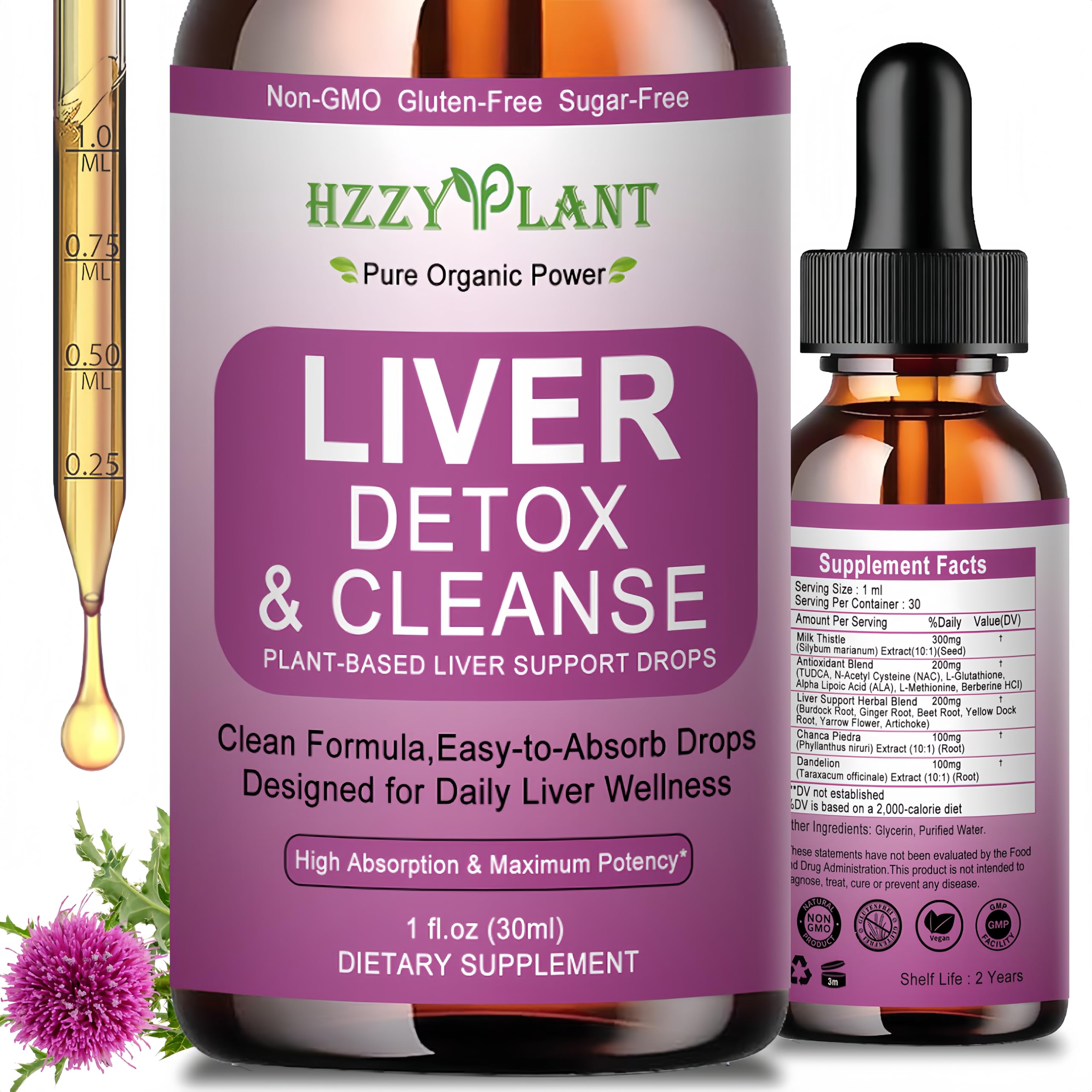 HZZYPLANT Liver Support Liquid Drops 100g packaging