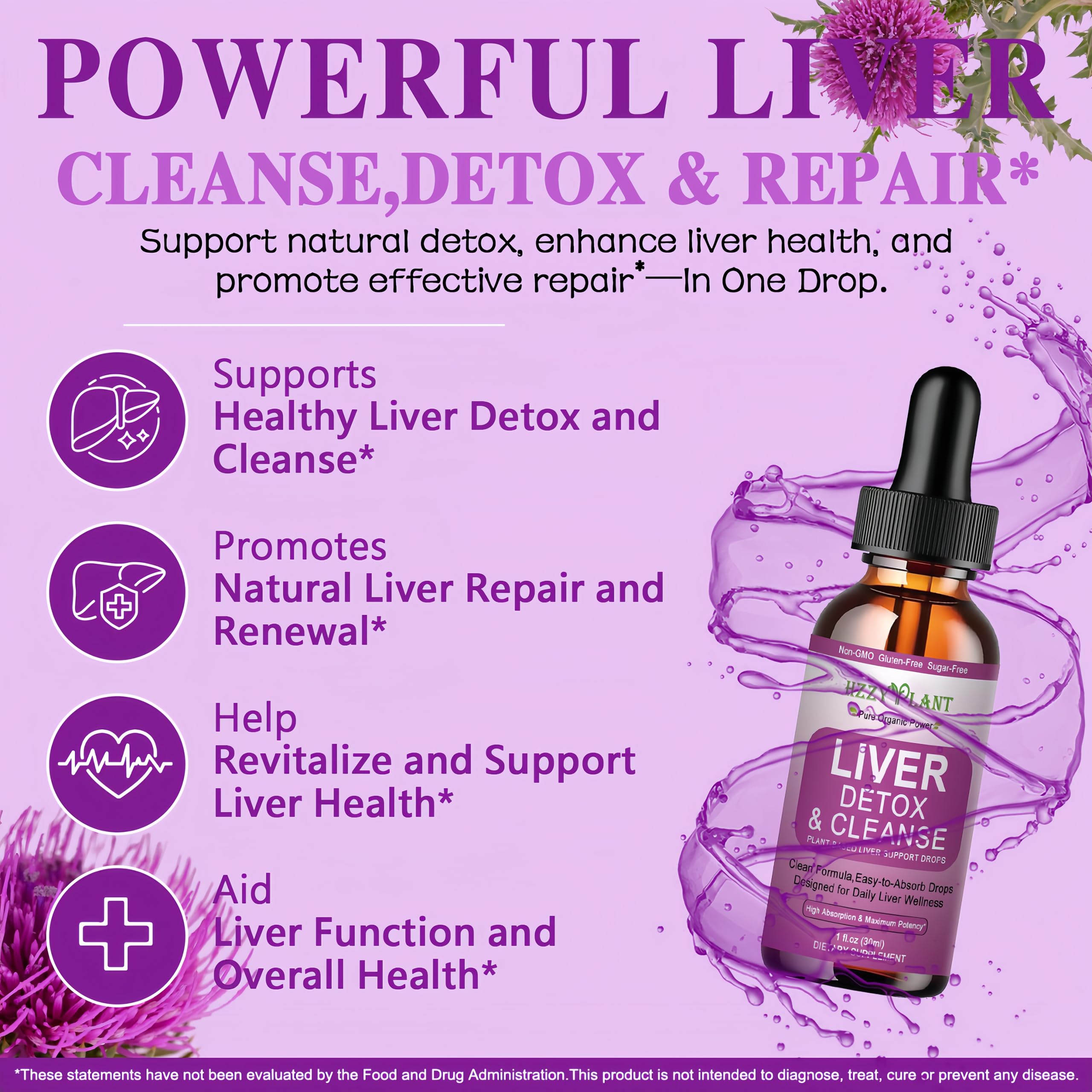 HZZYPLANT Liver Support Liquid Drops 100g side view
