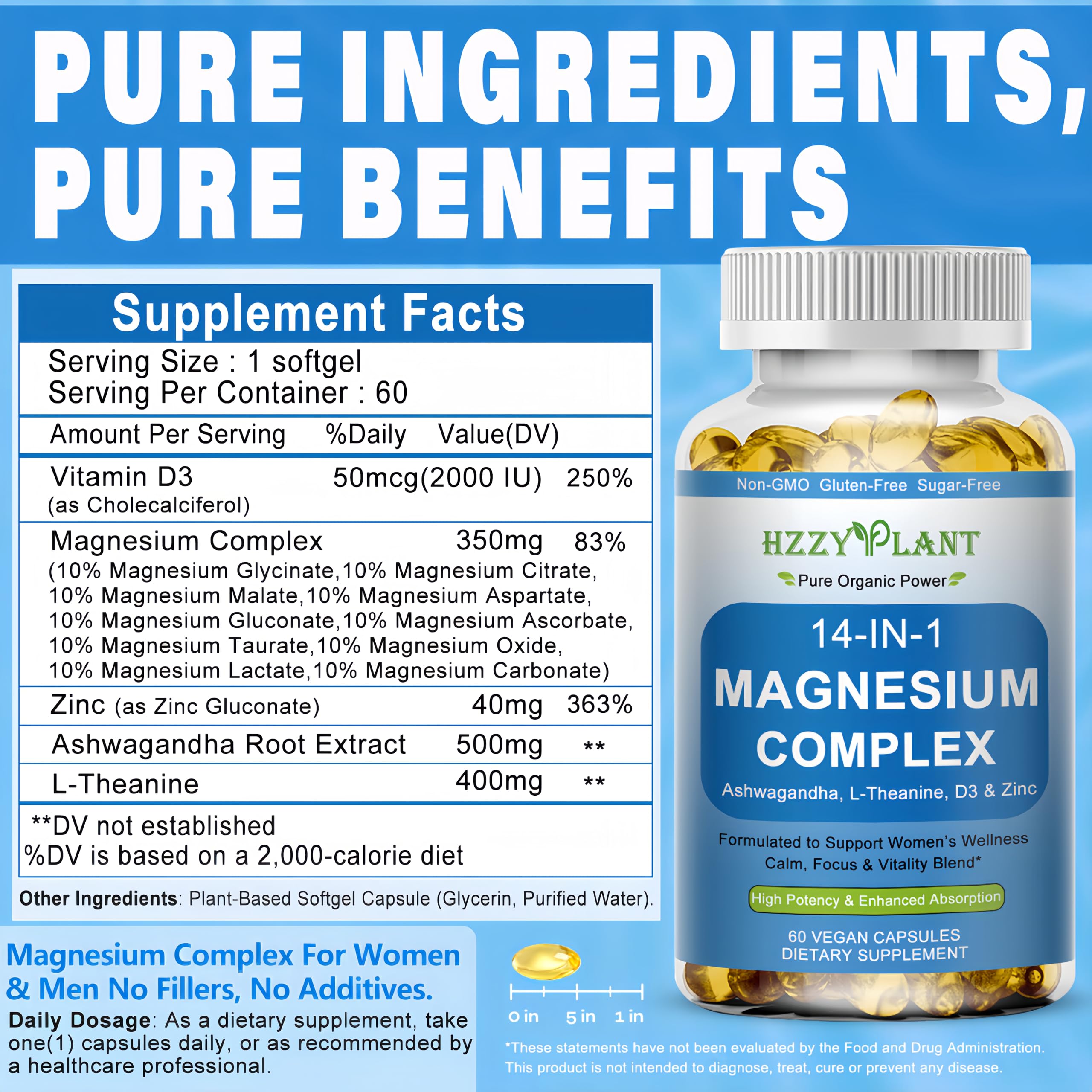 HZZYPLANT Magnesium Complex Softgels lifestyle scene on kitchen counter
