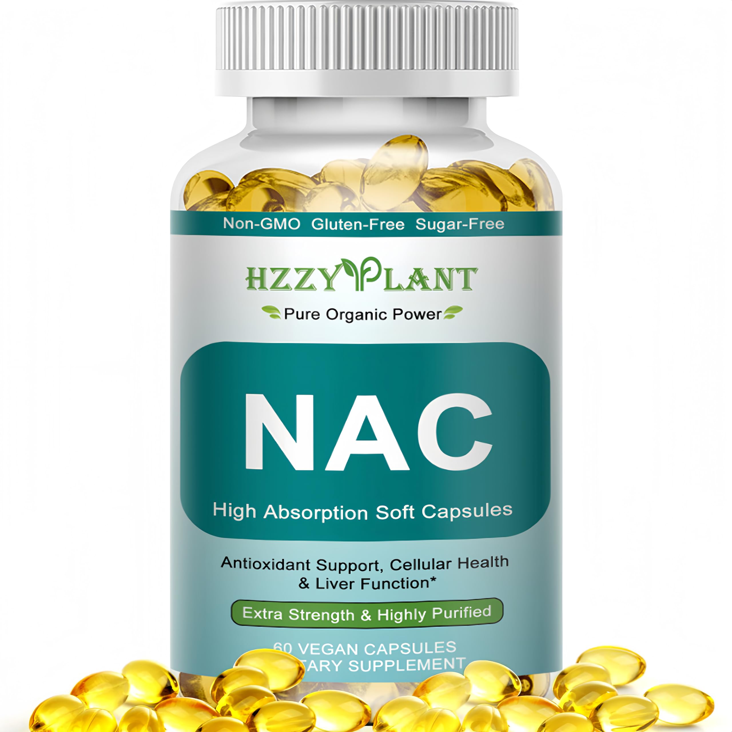 HZZYPLANT NAC Softgels 1200mg front view with packaging