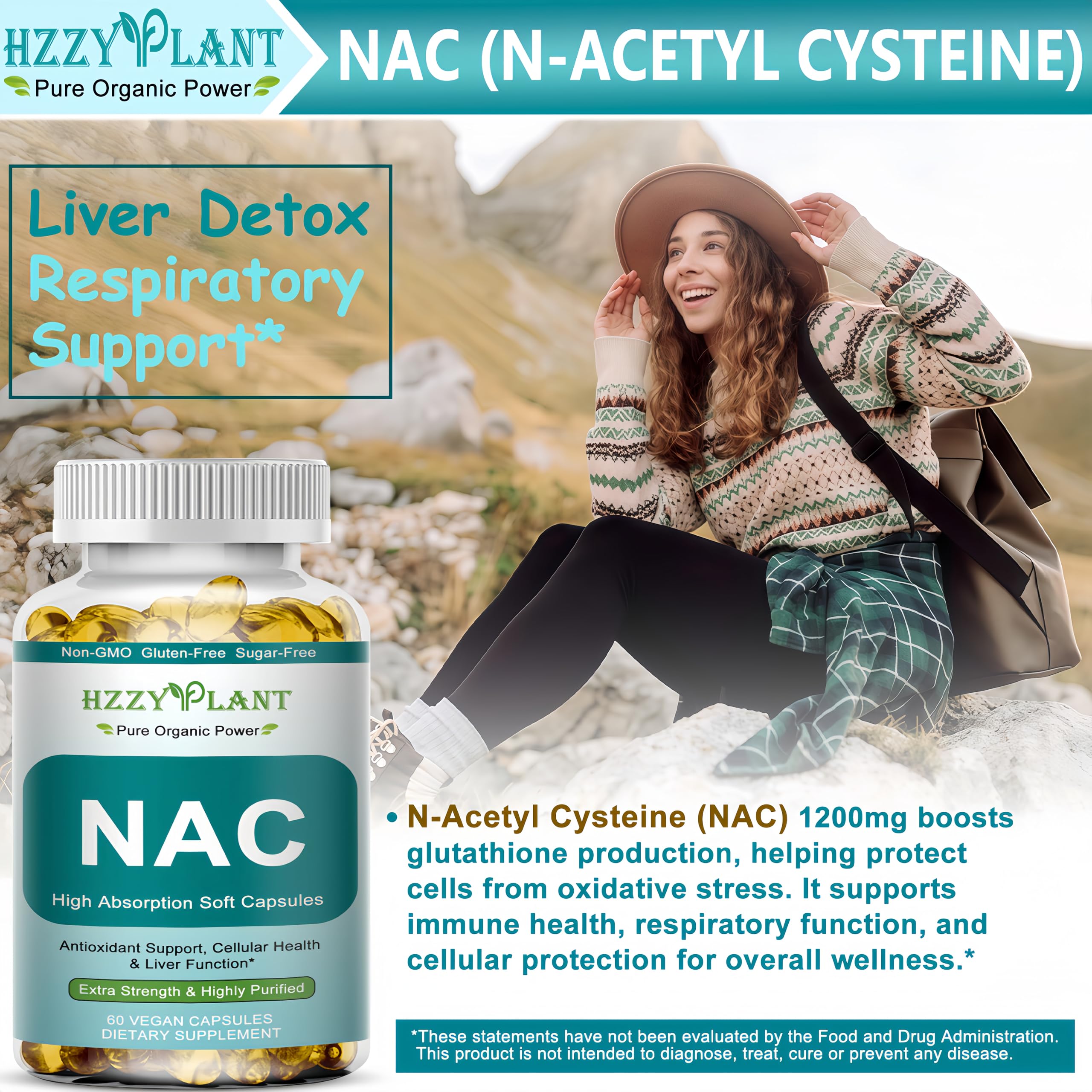 HZZYPLANT NAC Softgels 1200mg softgel capsule close-up