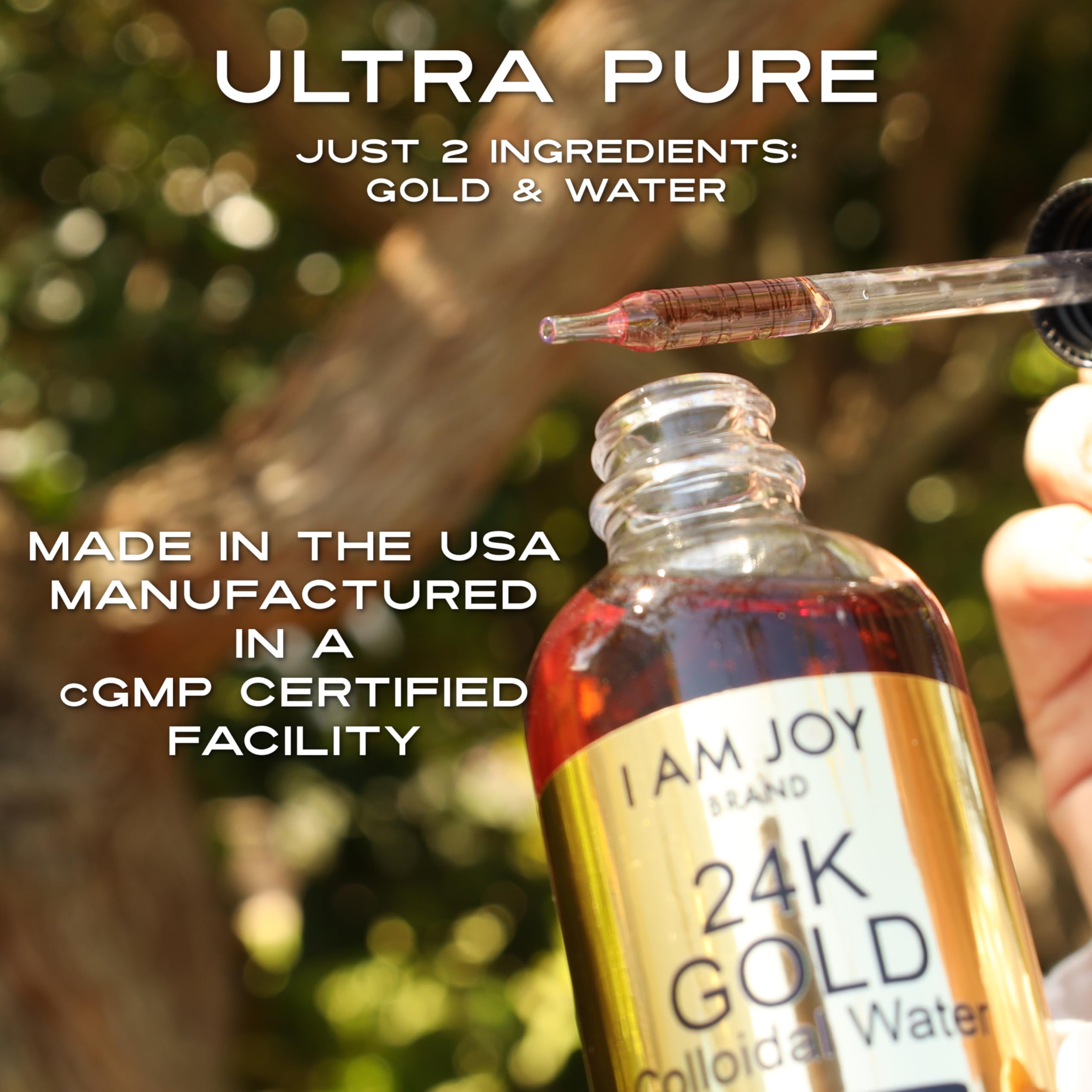 I Am Joy co. Colloidal Gold 250ml bottle with label