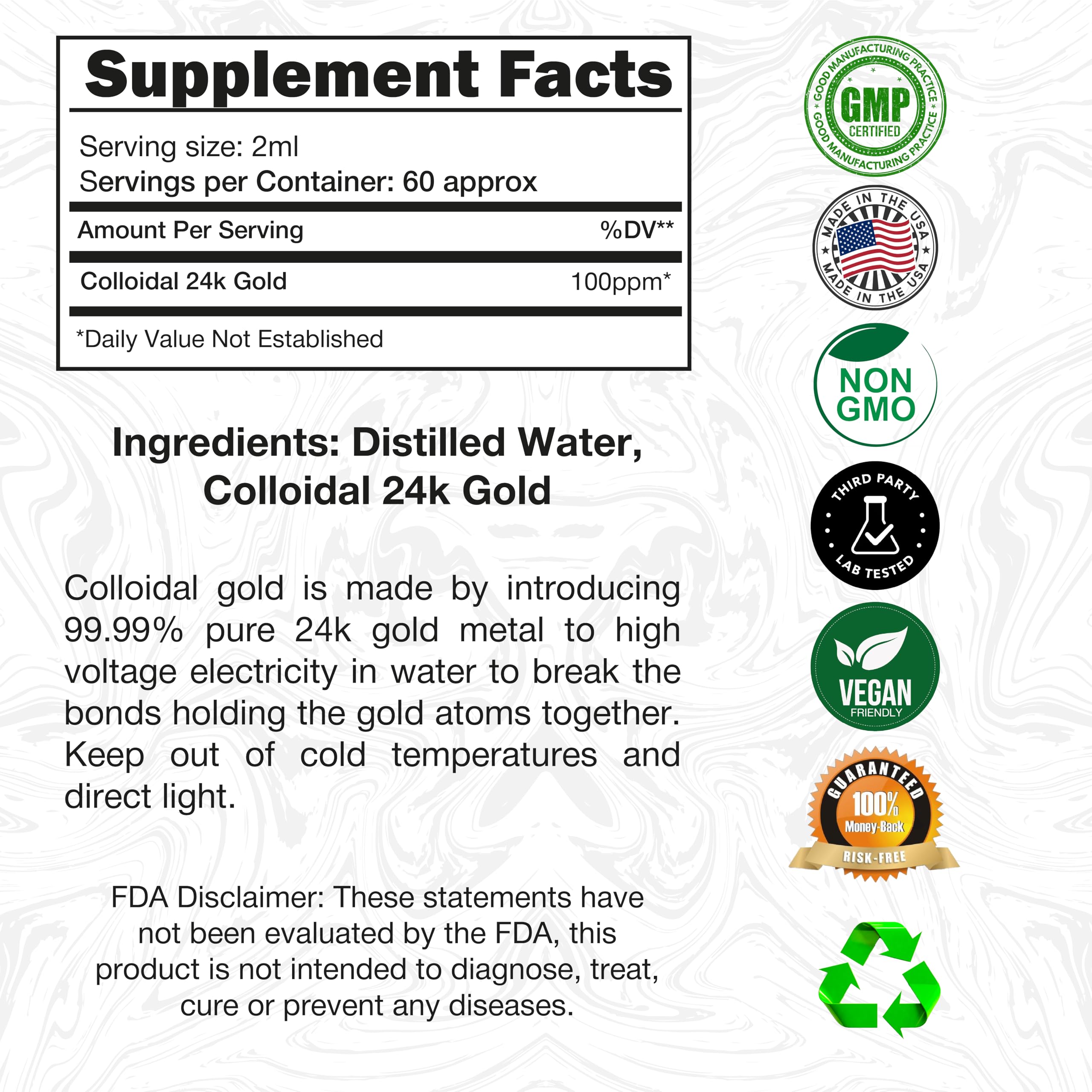 I Am Joy co. Colloidal Gold 250ml side view