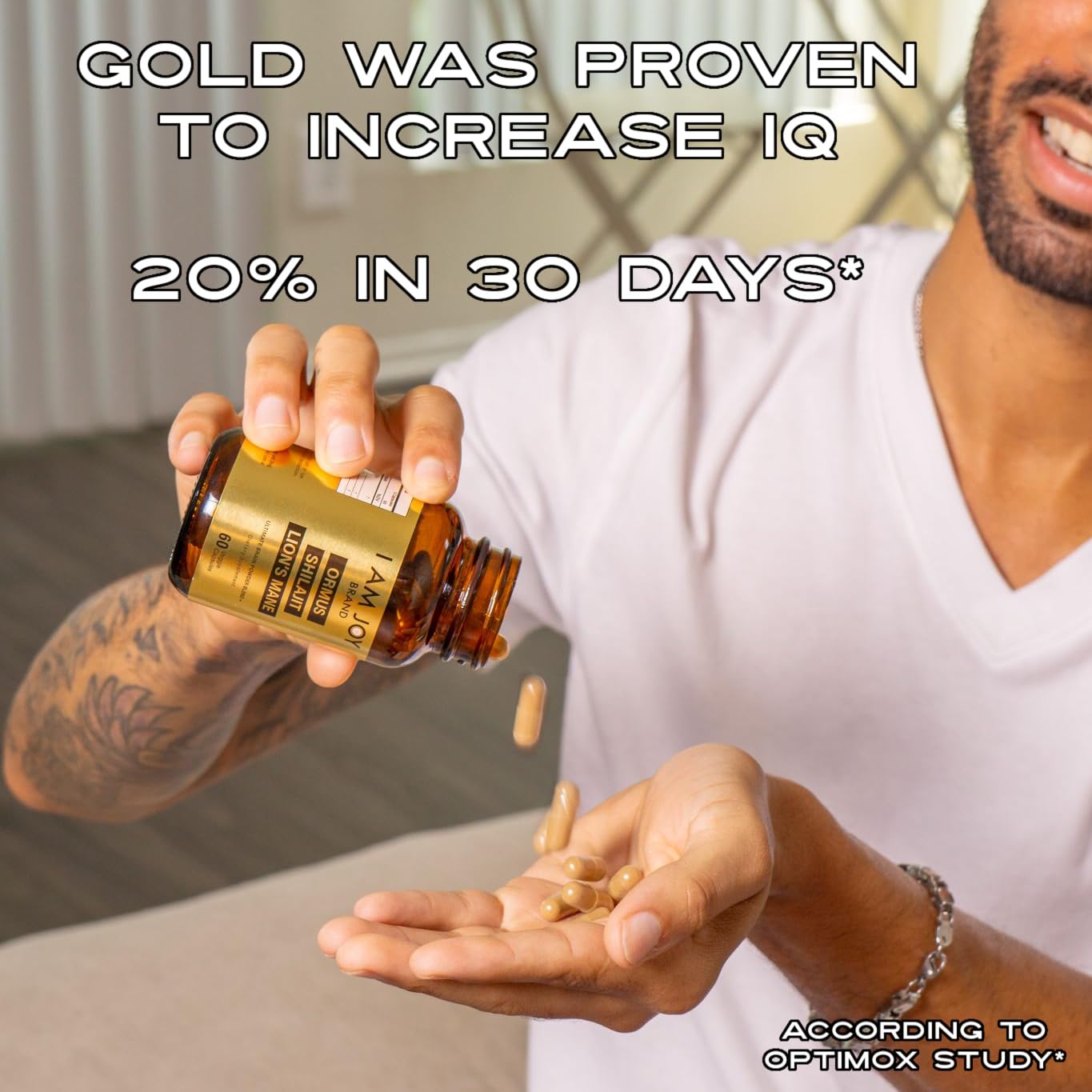 I Am Joy co. Gold Supplement ingredients list on packaging