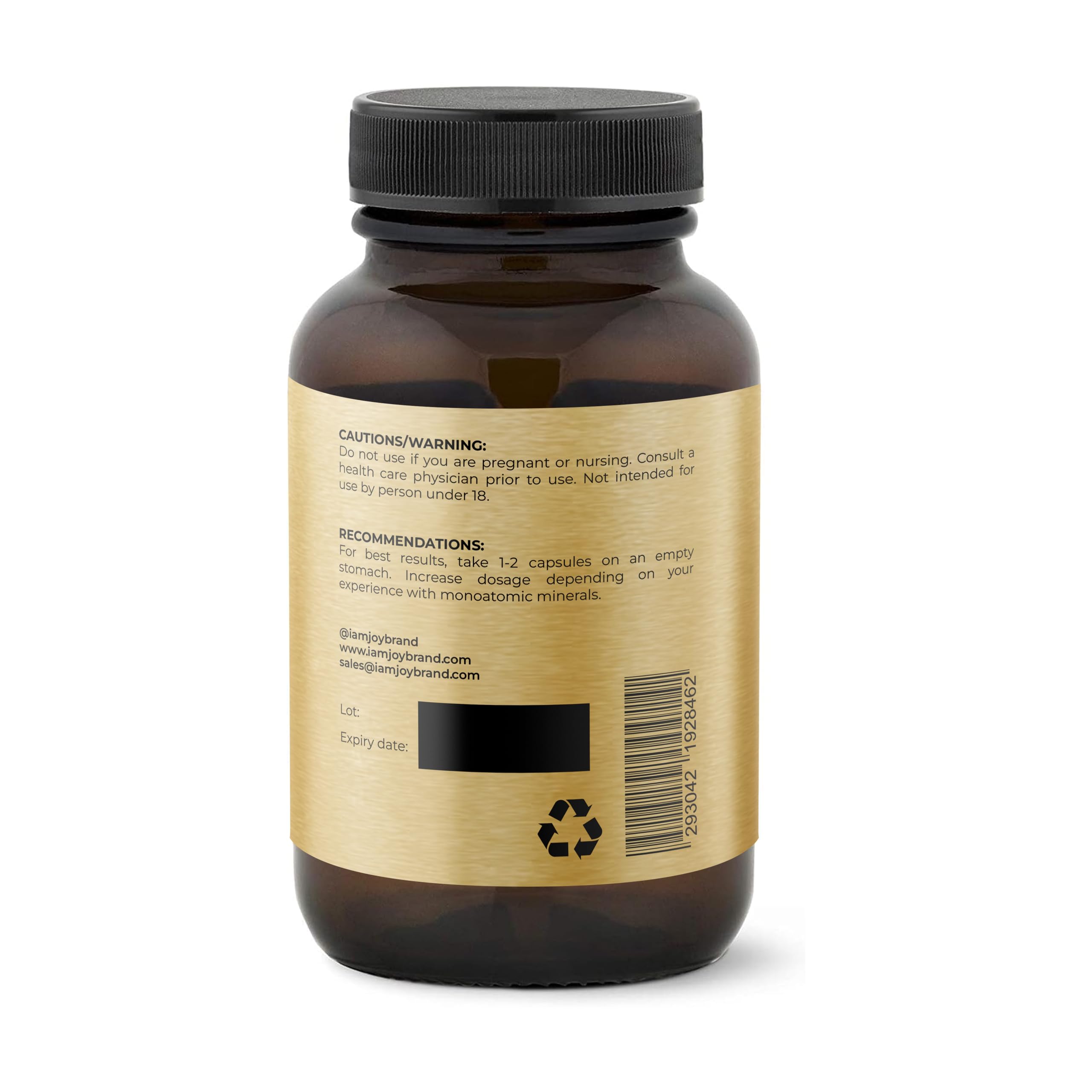 I Am Joy co. Gold Supplement packaging details