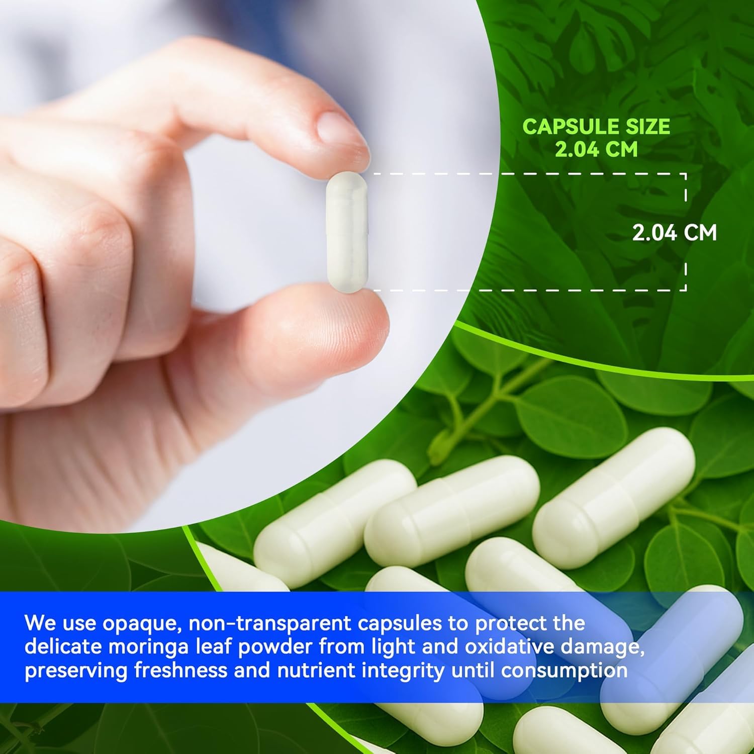 I LOVE HEALTH Moringa Leaf Extract Capsules 1000mg with a measuring spoon