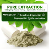 I LOVE HEALTH Moringa Leaf Extract Capsules 1000mg with fresh moringa leaves