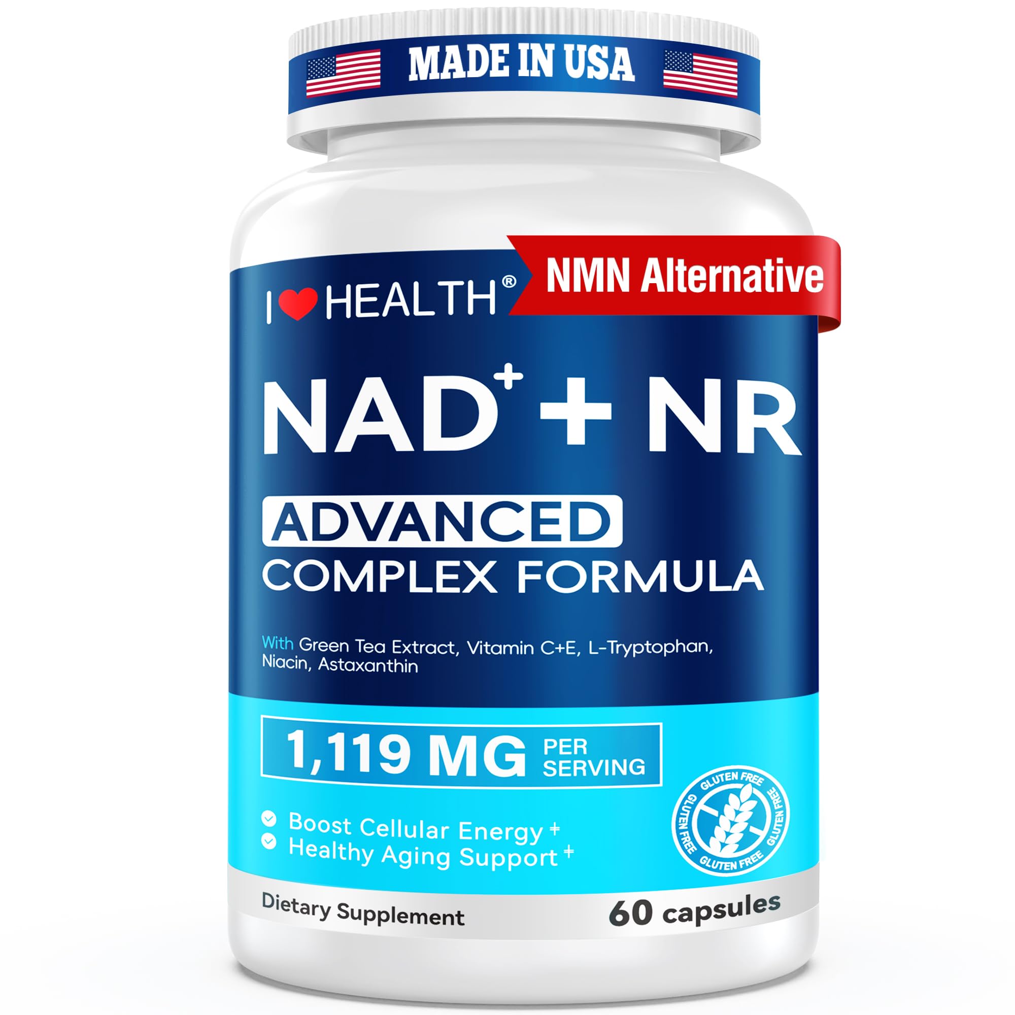I LOVE HEALTH NAD+ Supplement 60 capsules front view