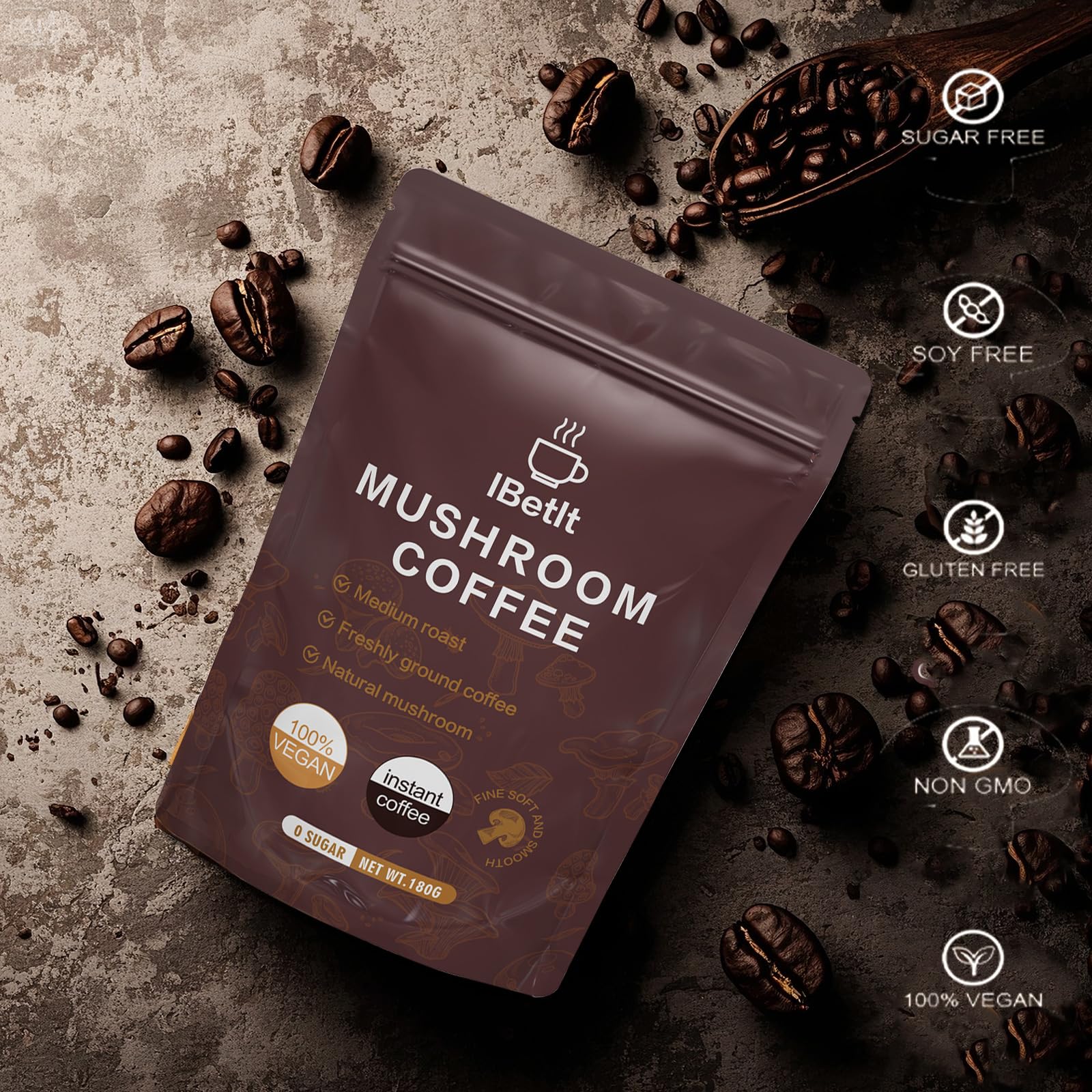 IBetIt Mushroom Coffee 190g package dimensions