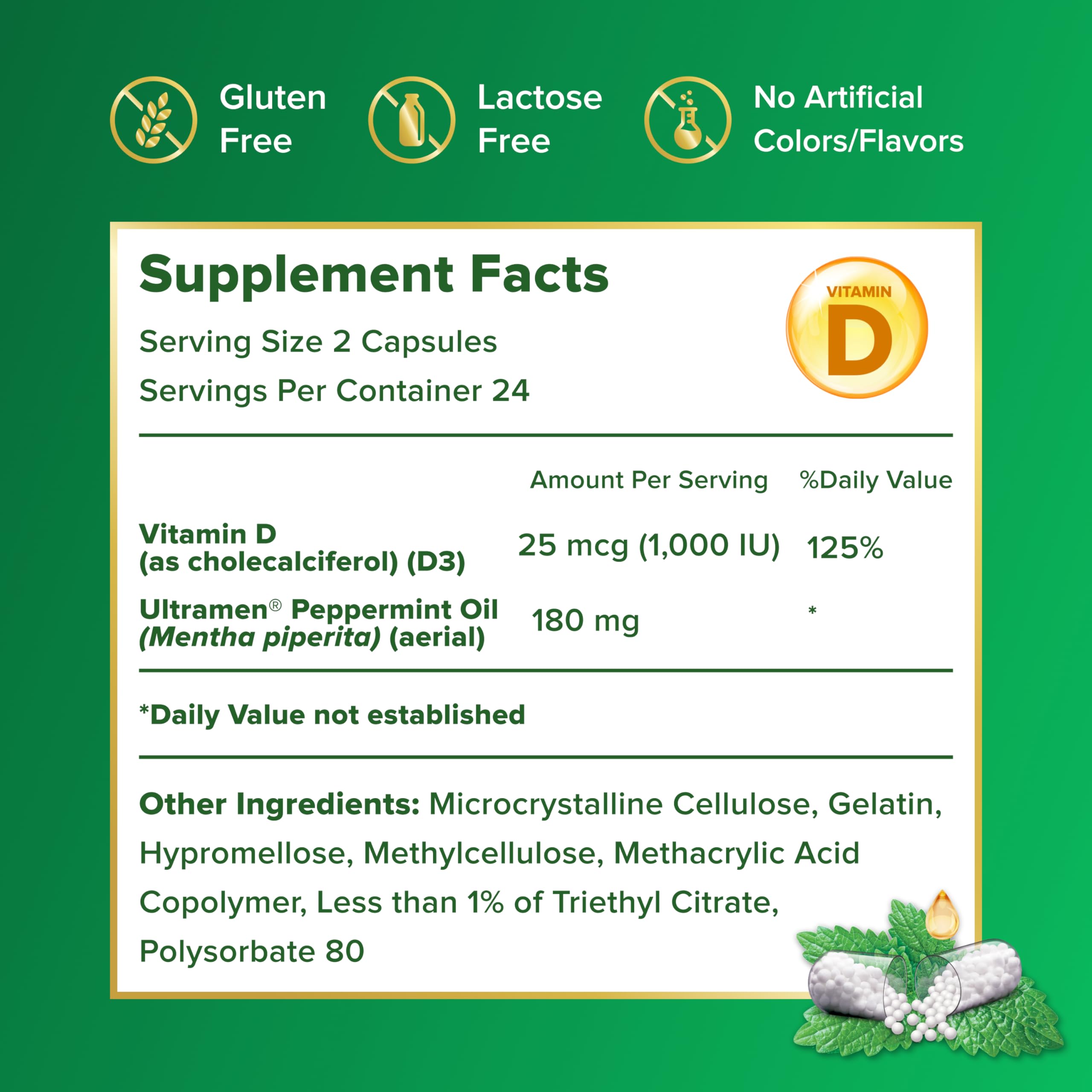 IBgard Daily Supplement with Vitamin D 32g capsules opened