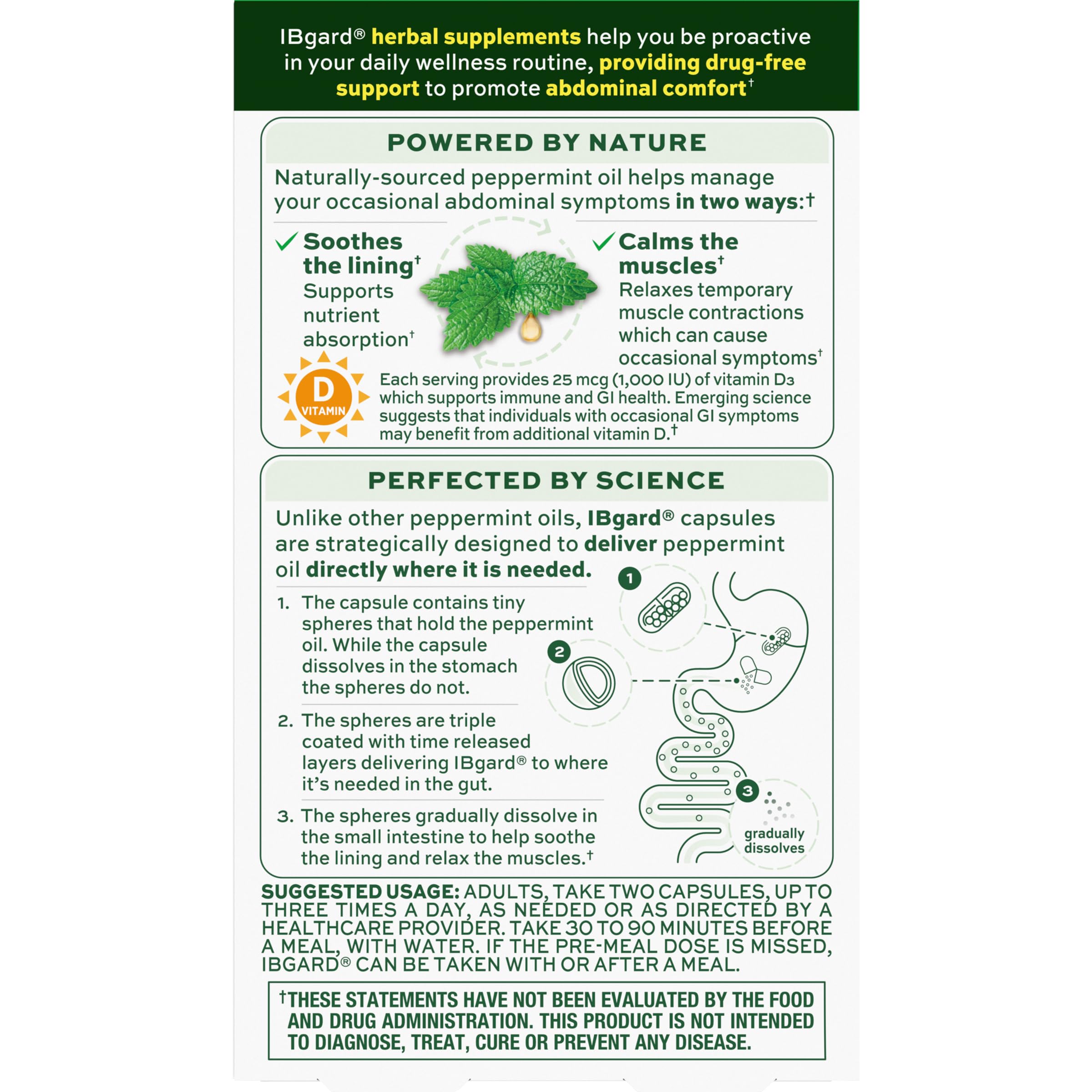 IBgard Daily Supplement with Vitamin D 32g capsules with measuring spoon