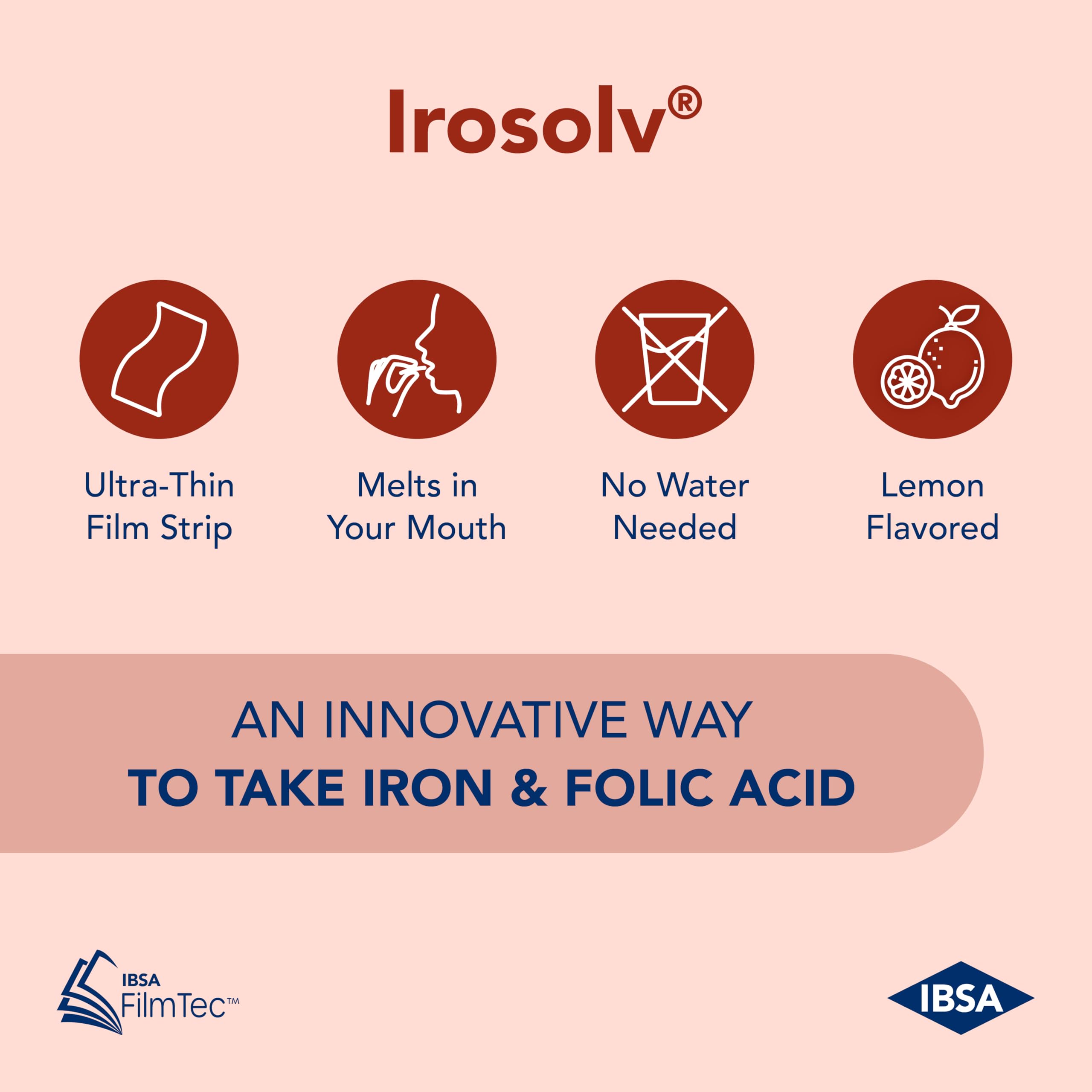 Ibsa Iron Supplement 50g film strips close-up
