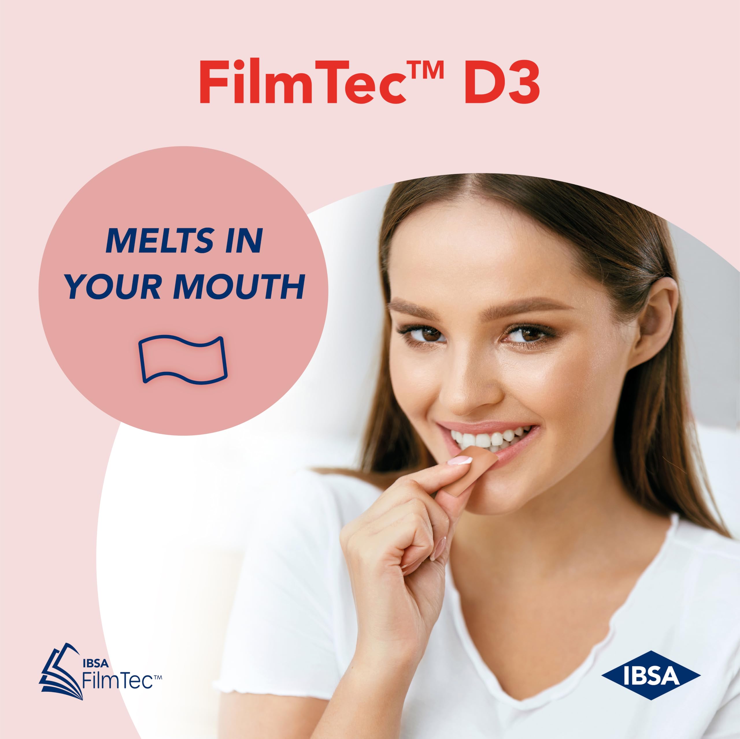 Ibsa Vitamin D3 film strips with orange flavour label
