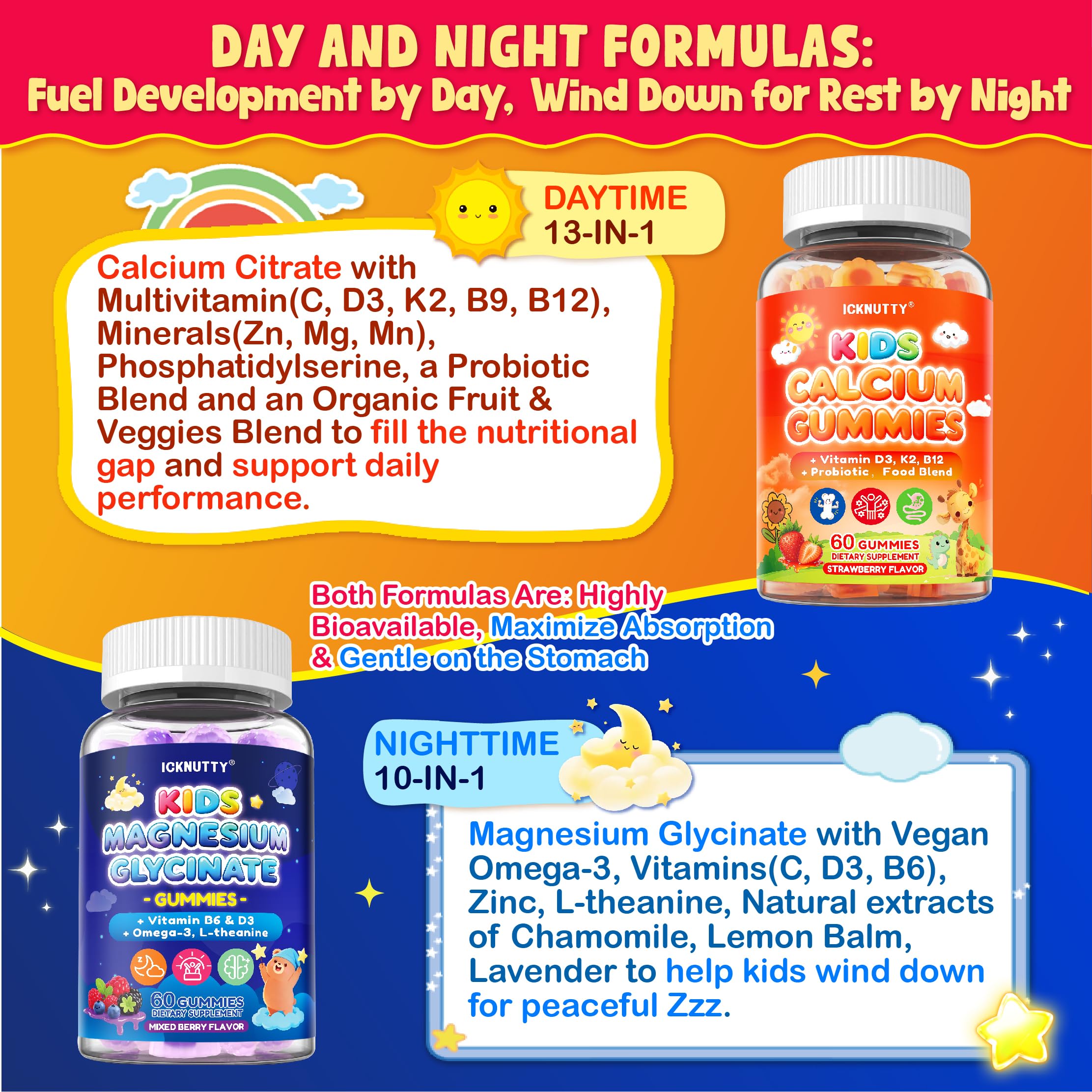 ICKNUTTY Kids Calcium and Magnesium Gummies side view