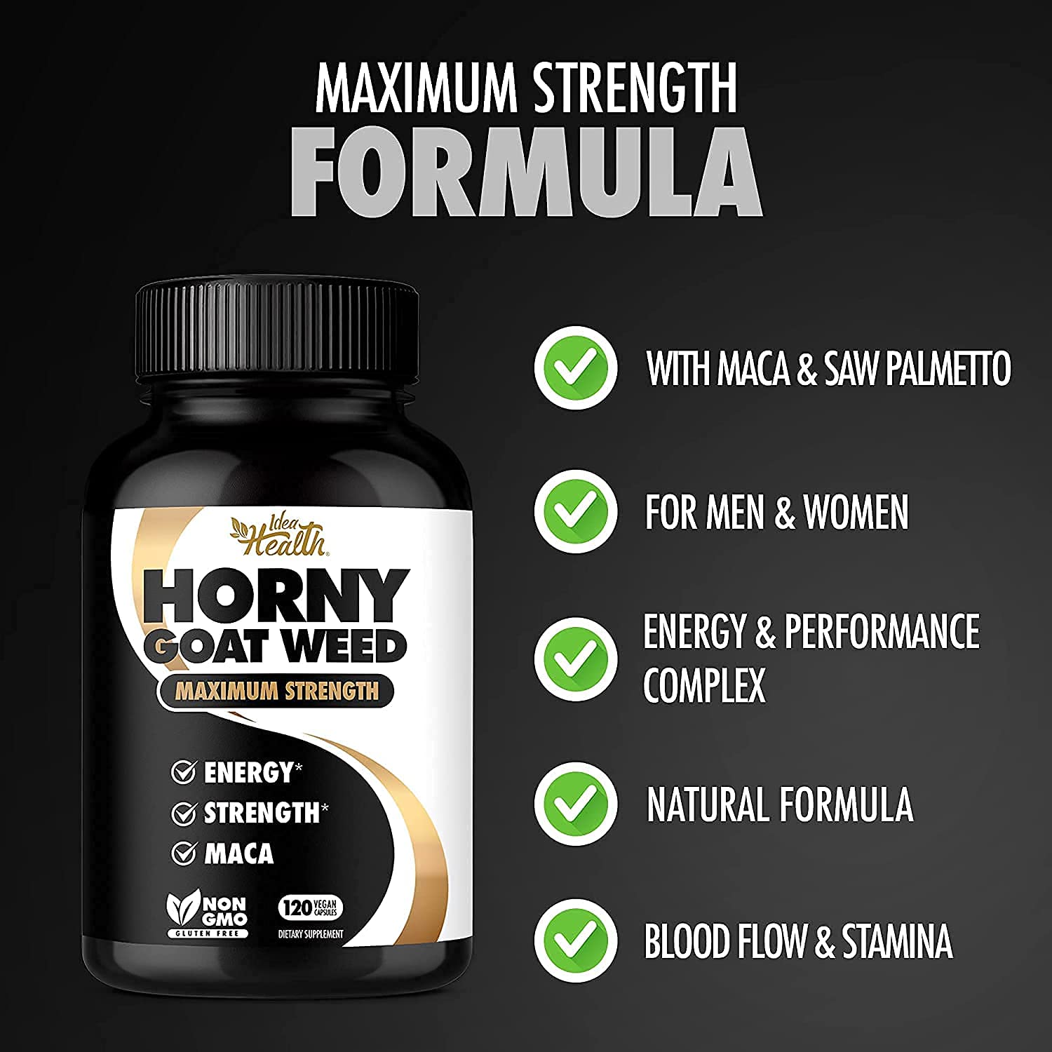 Idea Health Horny Goat Weed capsules side view