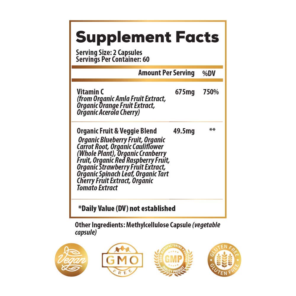 Ideal Infusion Essential Vitamin C 675mg supplement side view