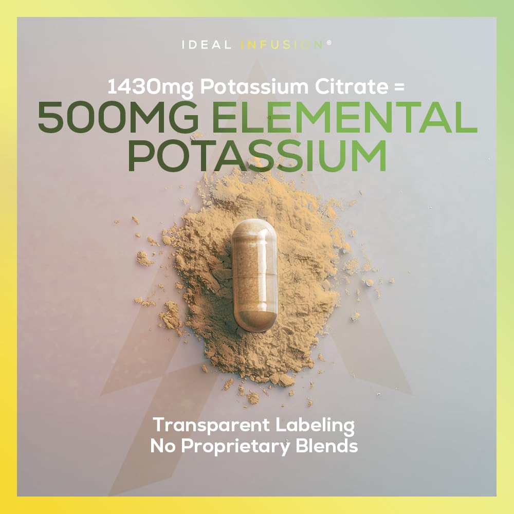 Ideal Infusion Potassium Citrate Supplement 500mg bottle with label