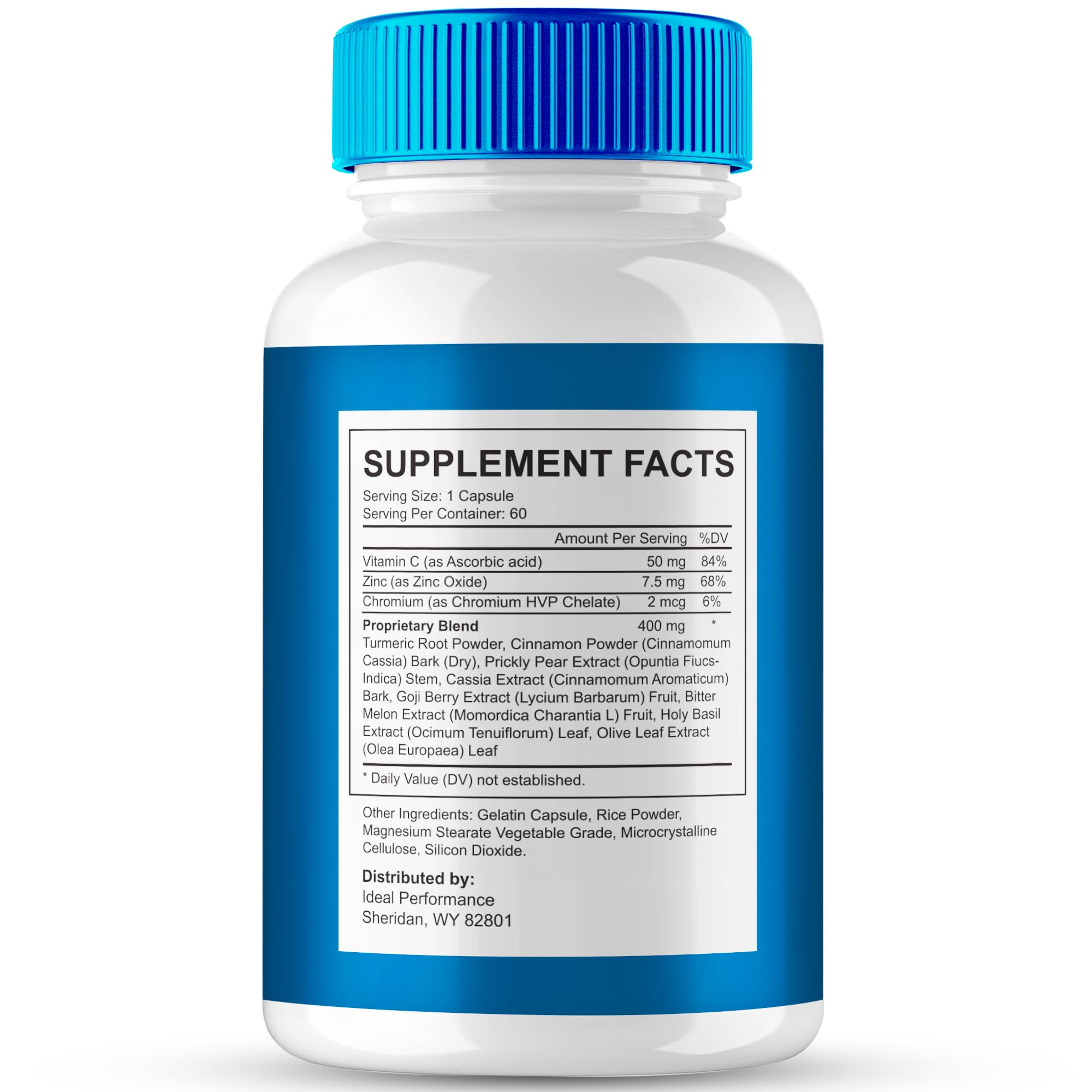 IDEAL PERFORMANCE Alpha Cur Advanced Blood Formula bottle side view