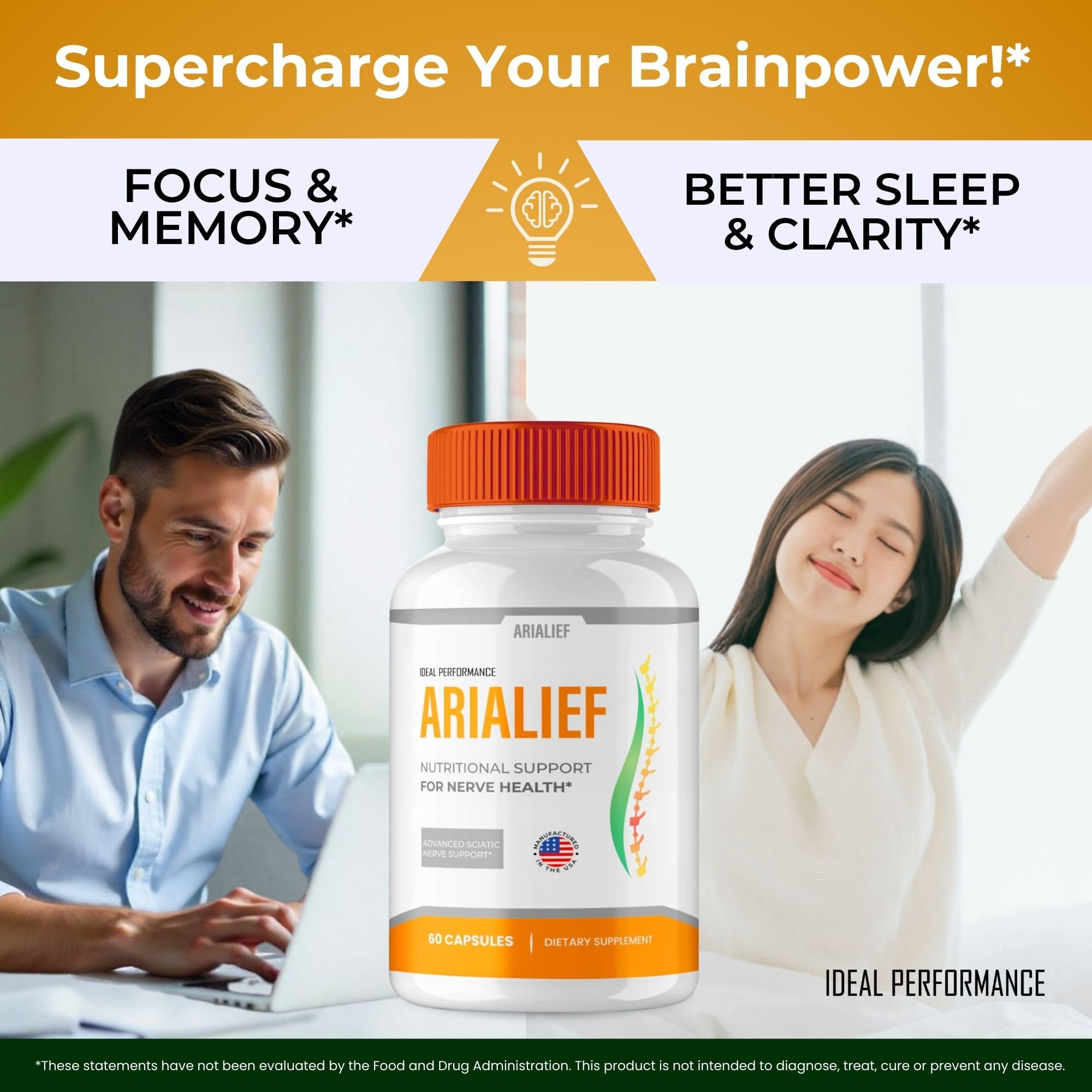 IDEAL PERFORMANCE Arialief Brain Supplements capsule close-up