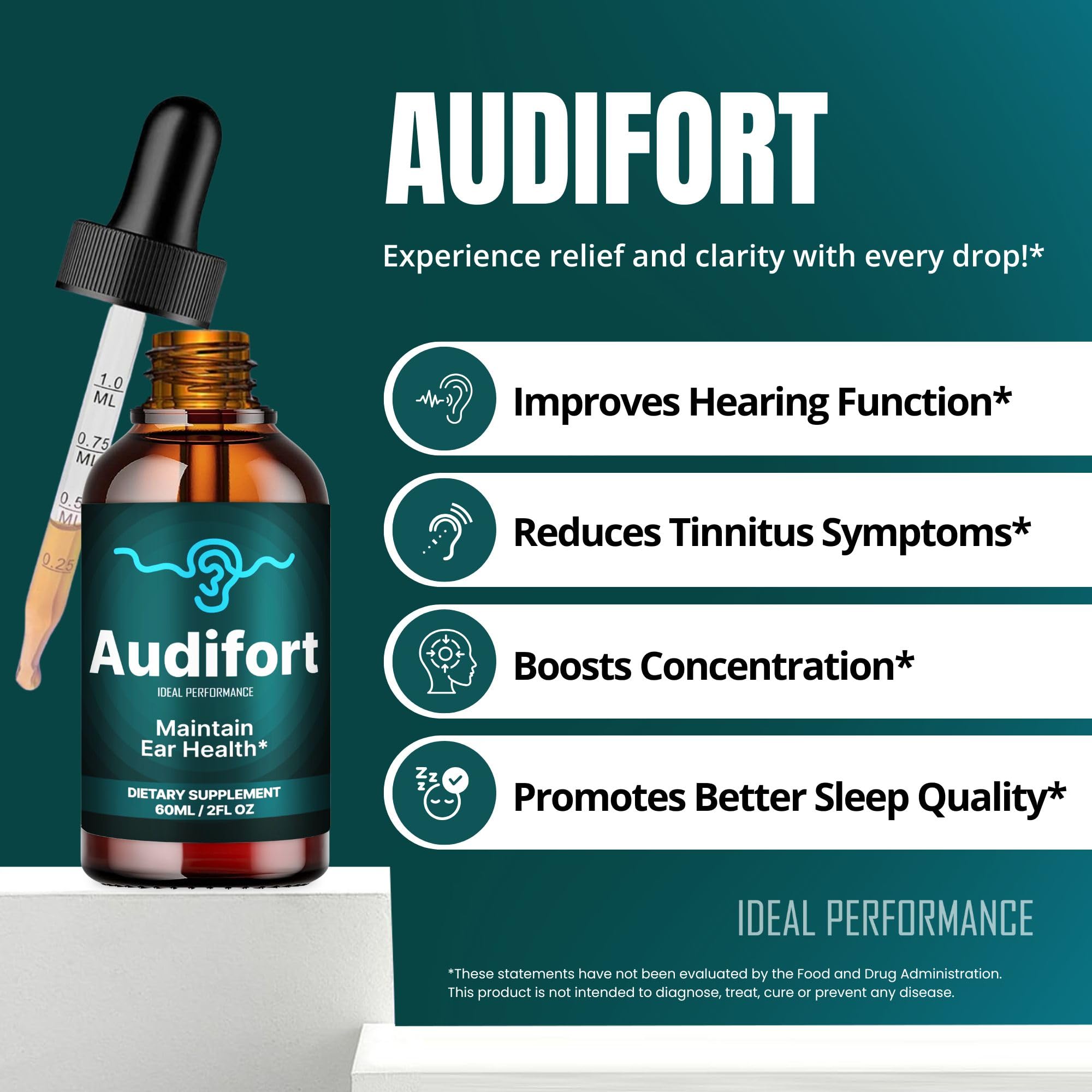 IDEAL PERFORMANCE Audifort Tinnitus Drops label details