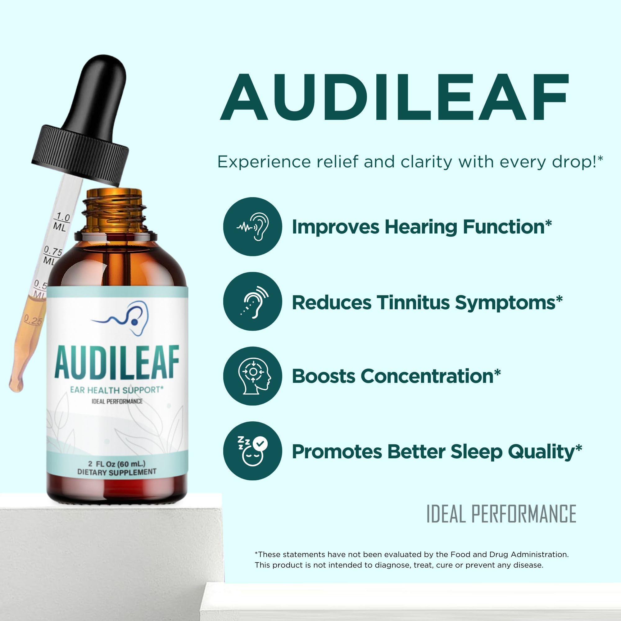 IDEAL PERFORMANCE Audileaf Drops lifestyle scene on a table