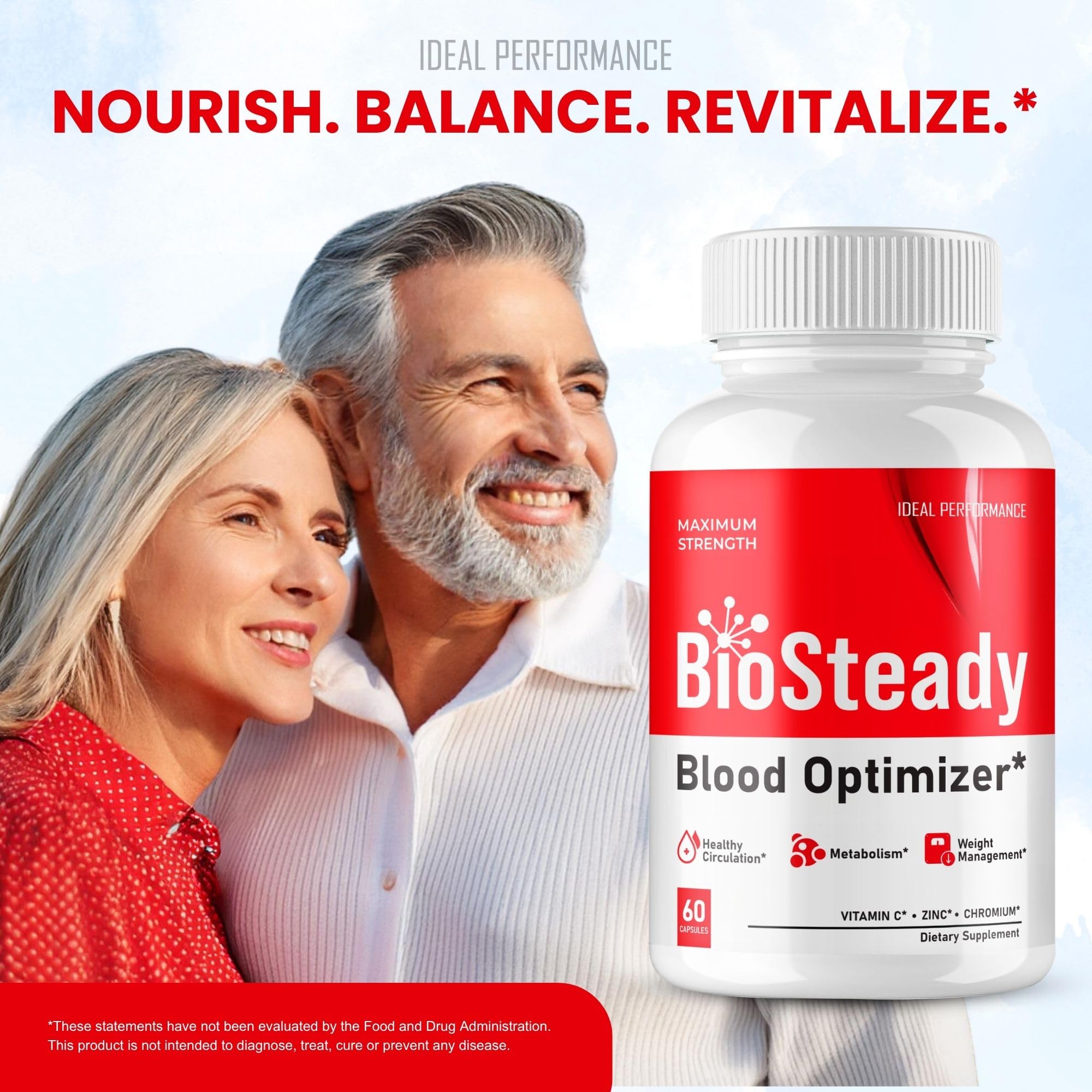 IDEAL PERFORMANCE Biosteady Blood Optimizer Capsules on a table