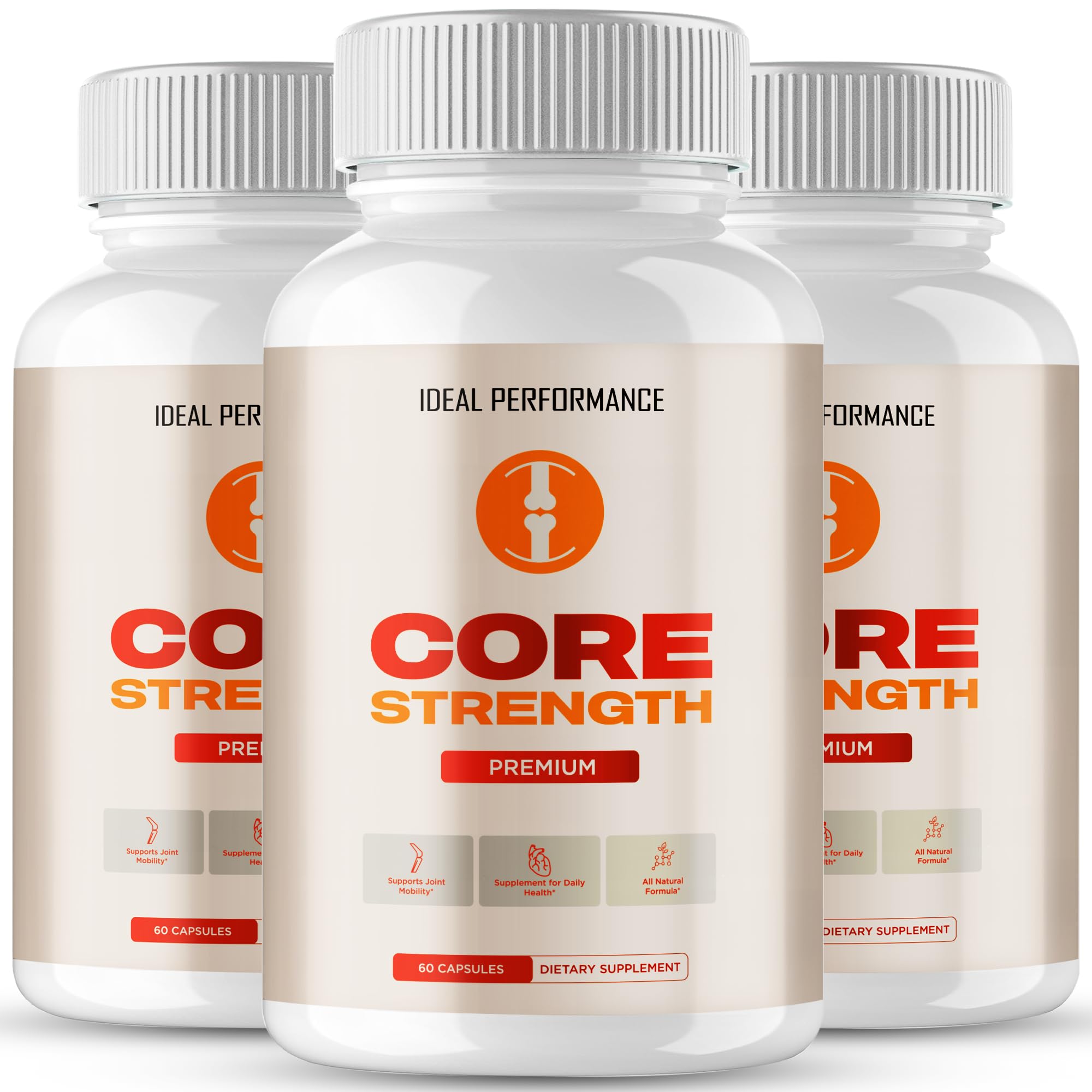 IDEAL PERFORMANCE Core Strength Supplement Capsules front view