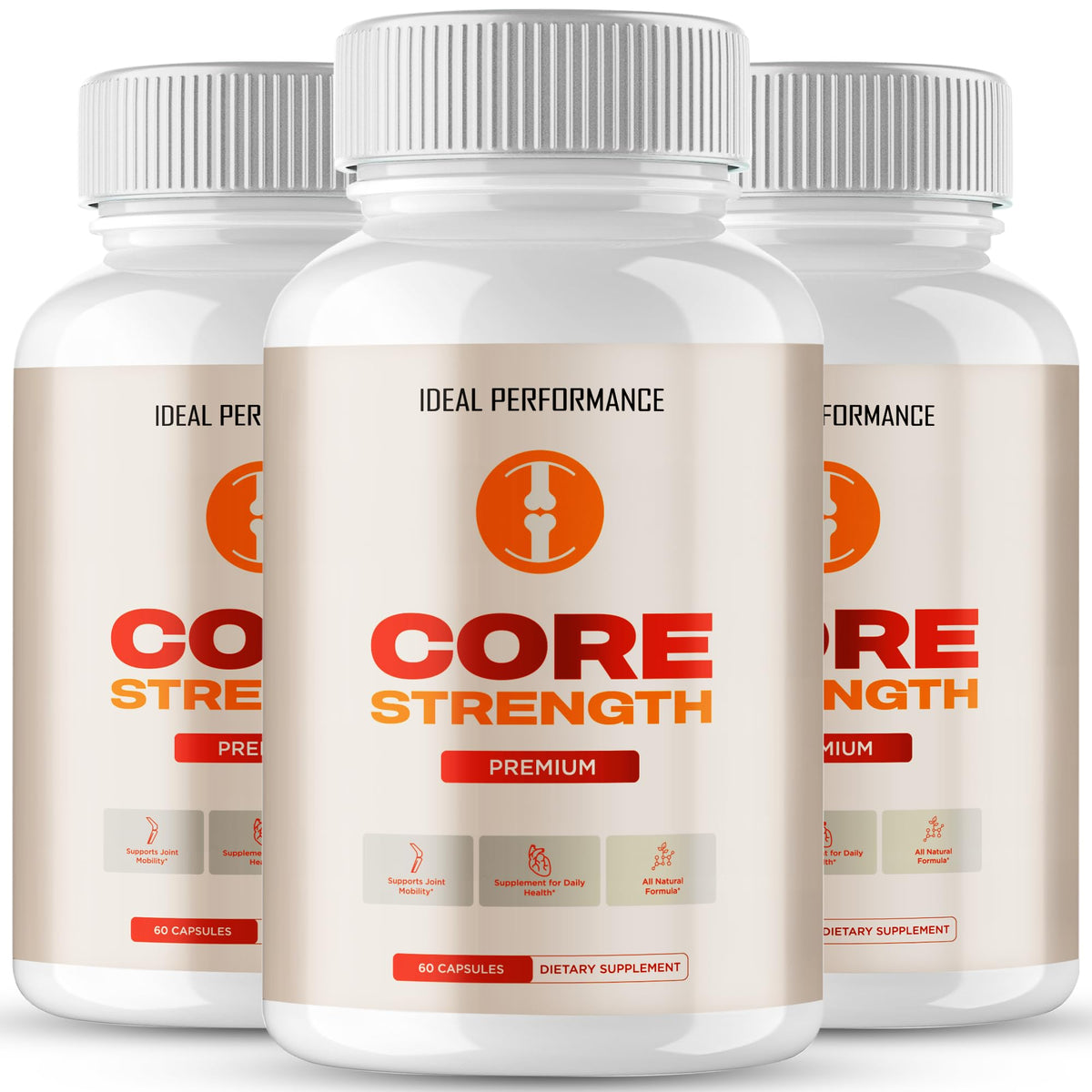 IDEAL PERFORMANCE Core Strength Supplement Capsules front view