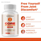 IDEAL PERFORMANCE Core Strength Supplement Capsules on a wooden table