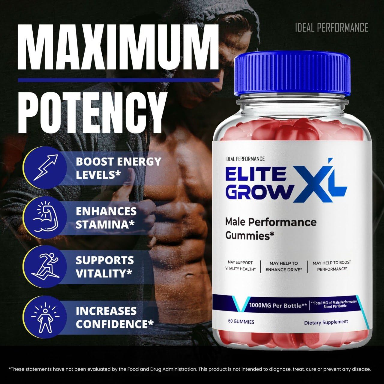IDEAL PERFORMANCE Elite Grow XL Gummies close-up