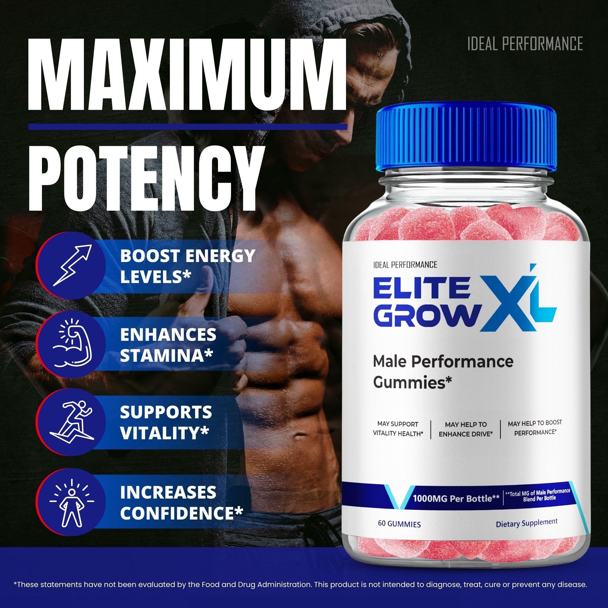 IDEAL PERFORMANCE Elite Grow XL Gummies close-up