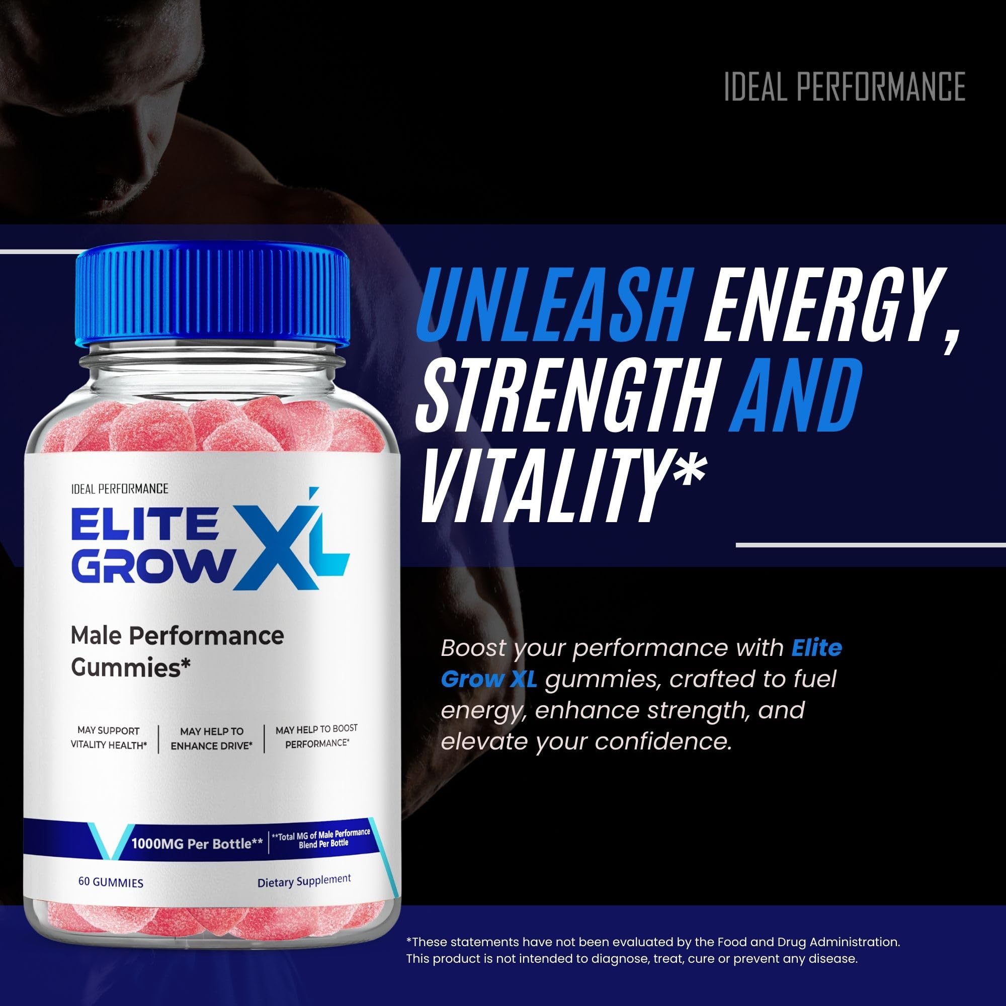 IDEAL PERFORMANCE Elite Grow XL Gummies on a table