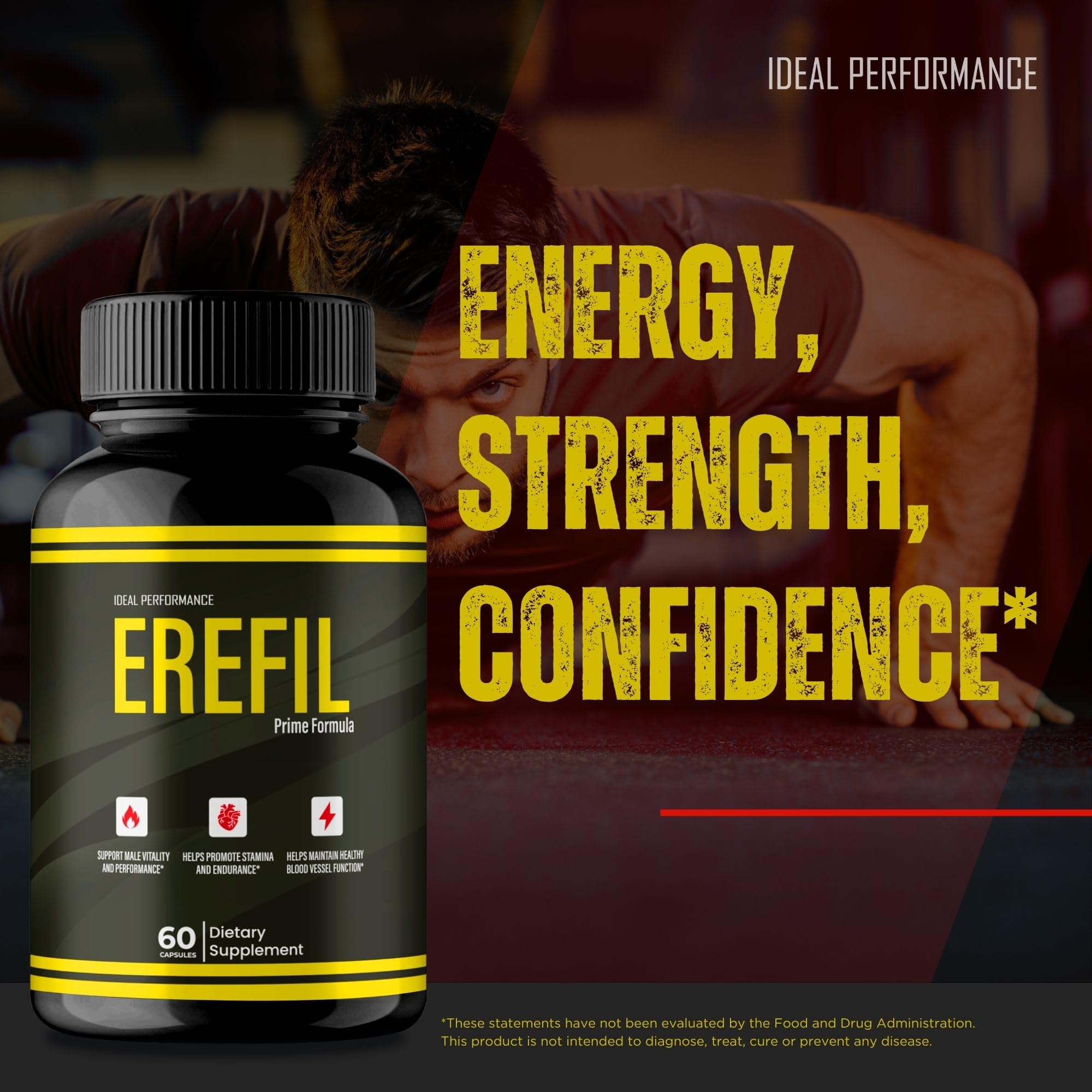 IDEAL PERFORMANCE Erefil Supplement Capsules opened bottle