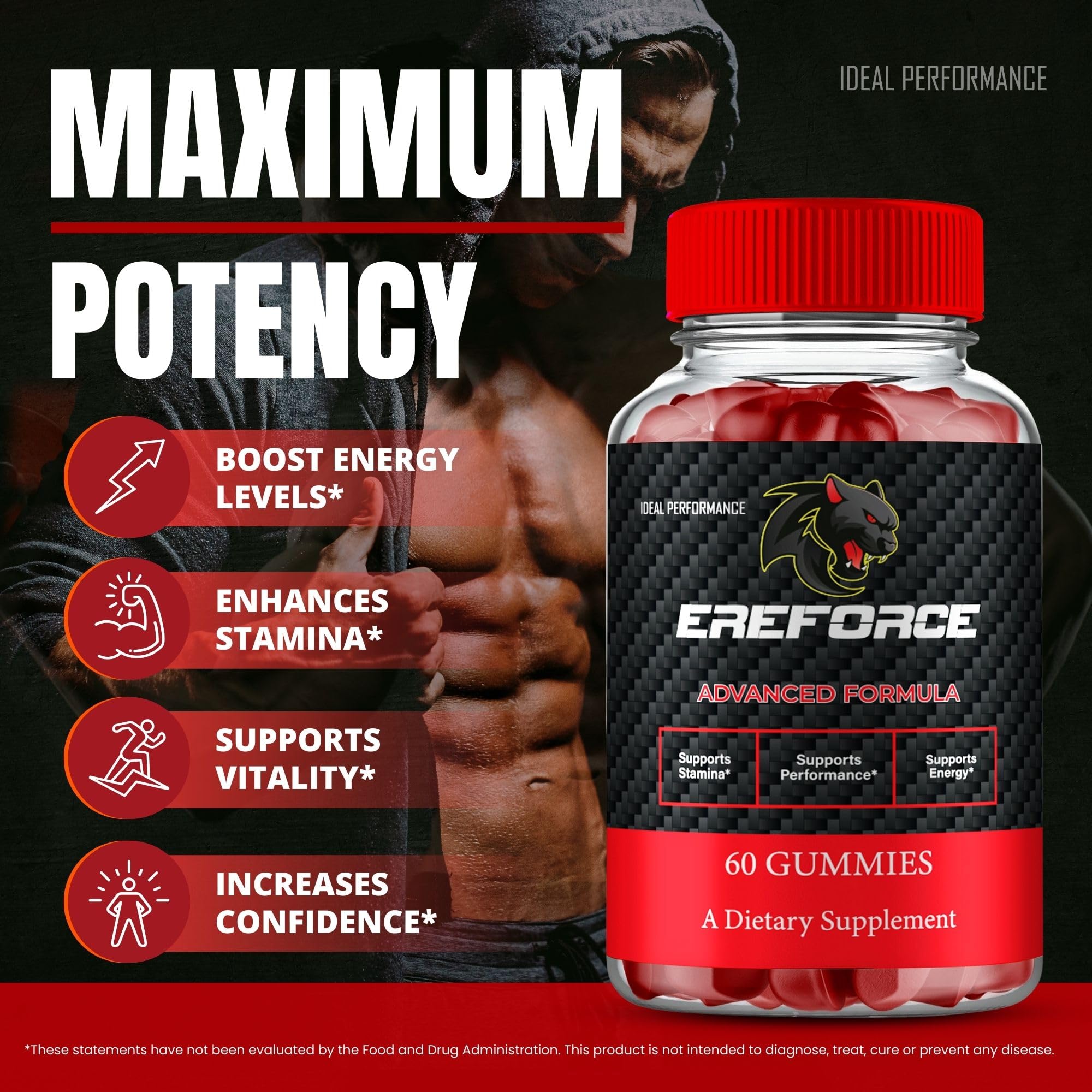 IDEAL PERFORMANCE Ereforce Gummies on a table