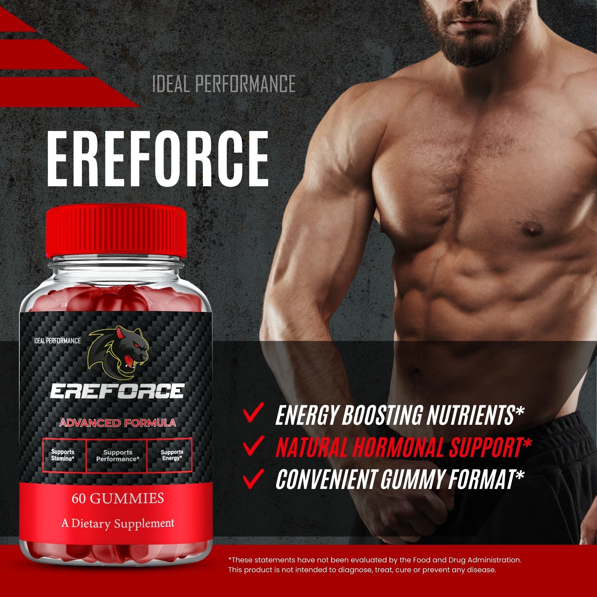 IDEAL PERFORMANCE Ereforce Gummies with ingredients