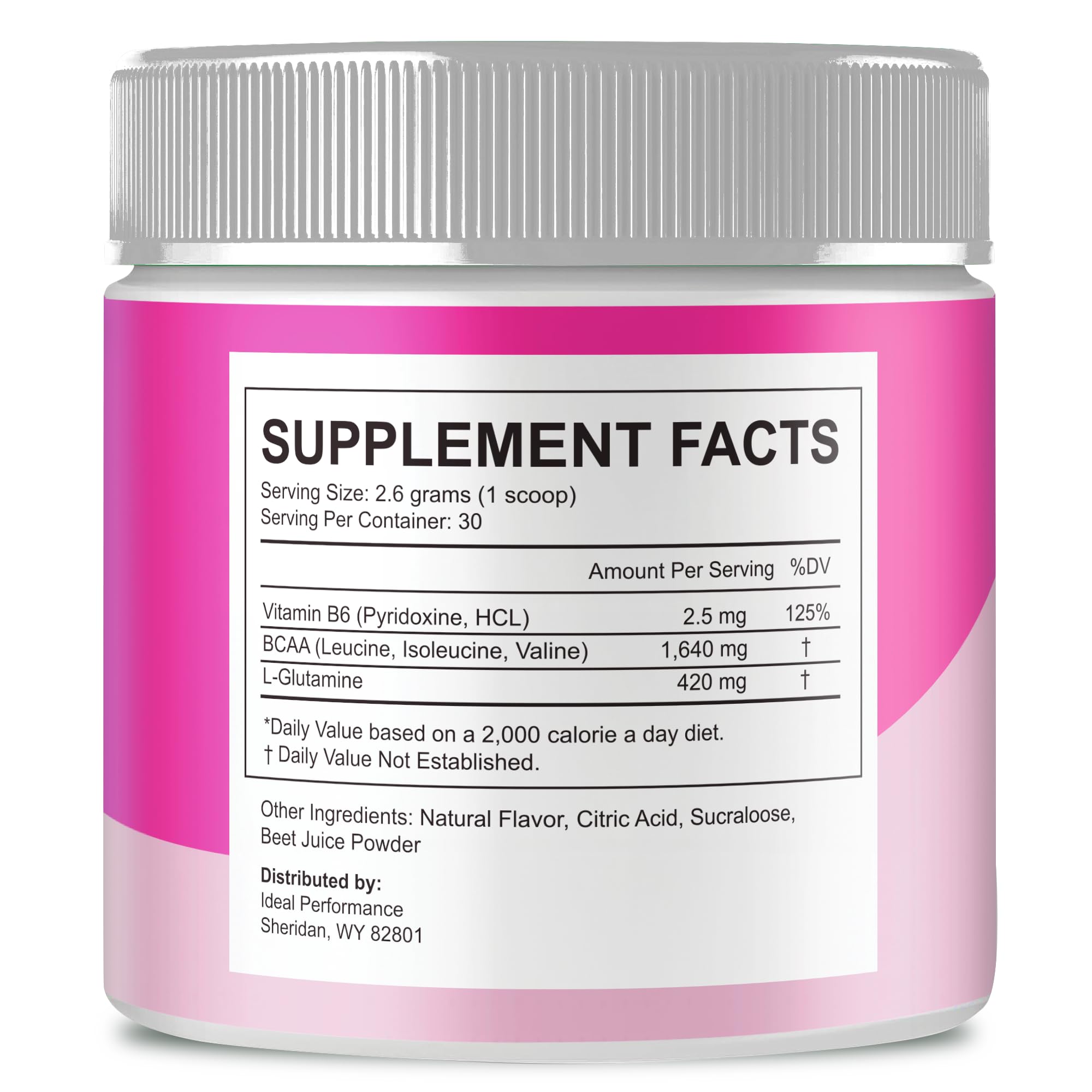 IDEAL PERFORMANCE Gelatin Burn Powder back view with ingredient list