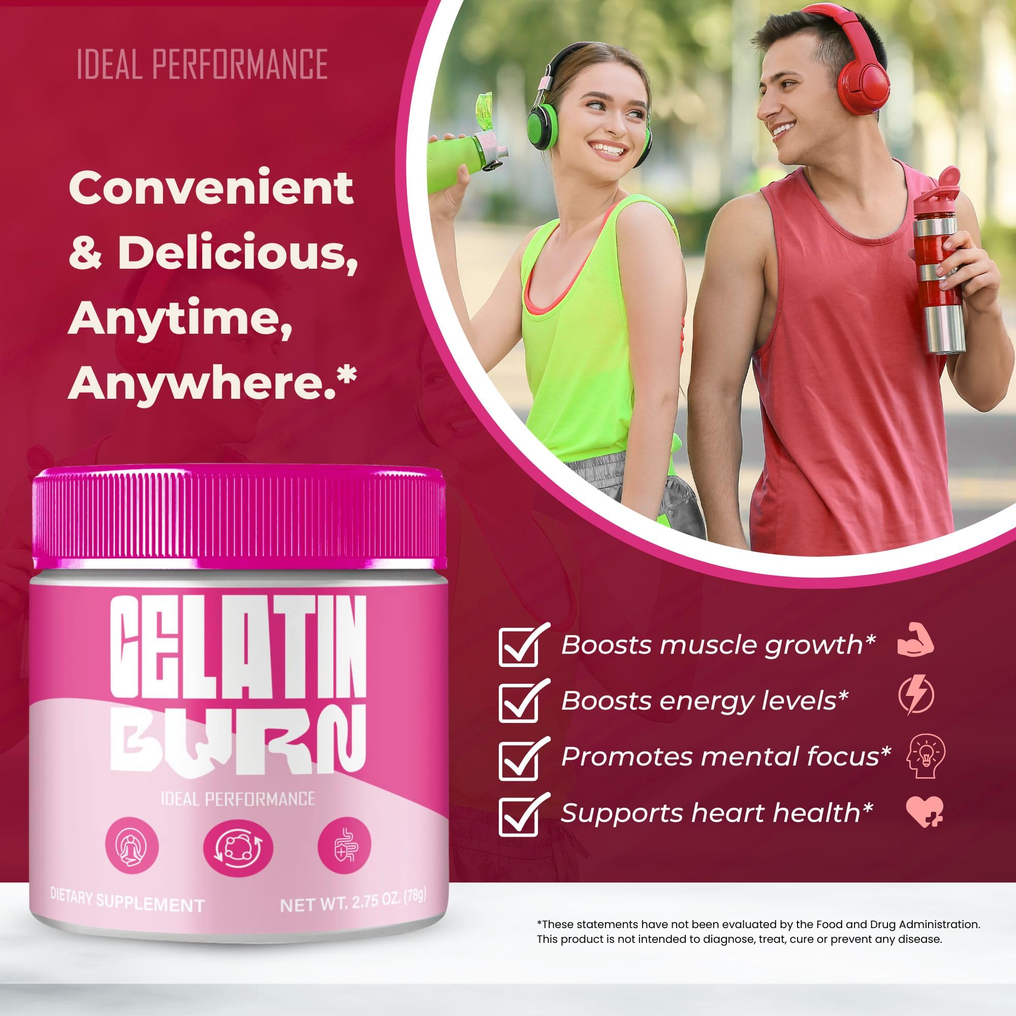 IDEAL PERFORMANCE Gelatin Burn Powder with measuring scoop
