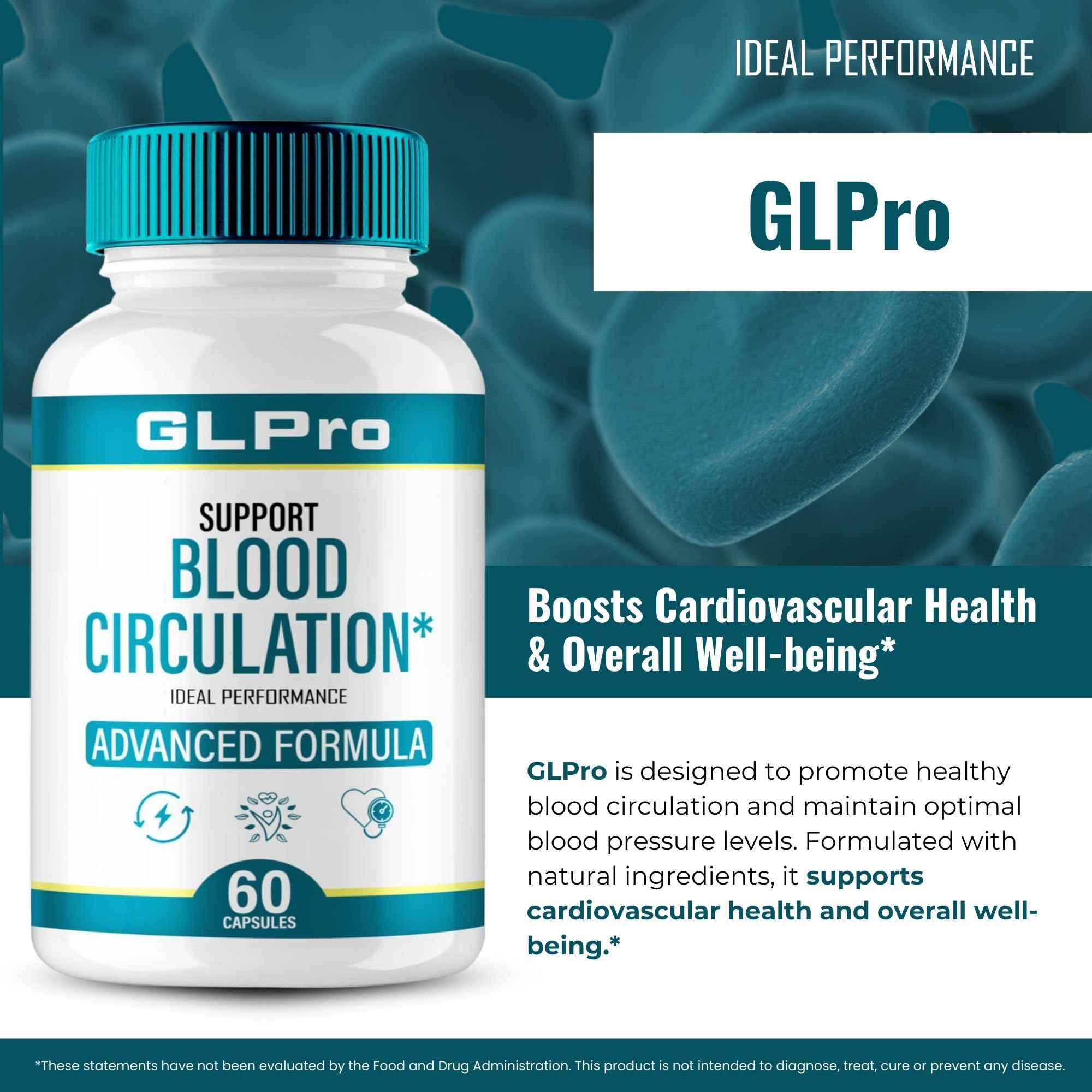 IDEAL PERFORMANCE GL Pro Blood Support Capsules with dosage information