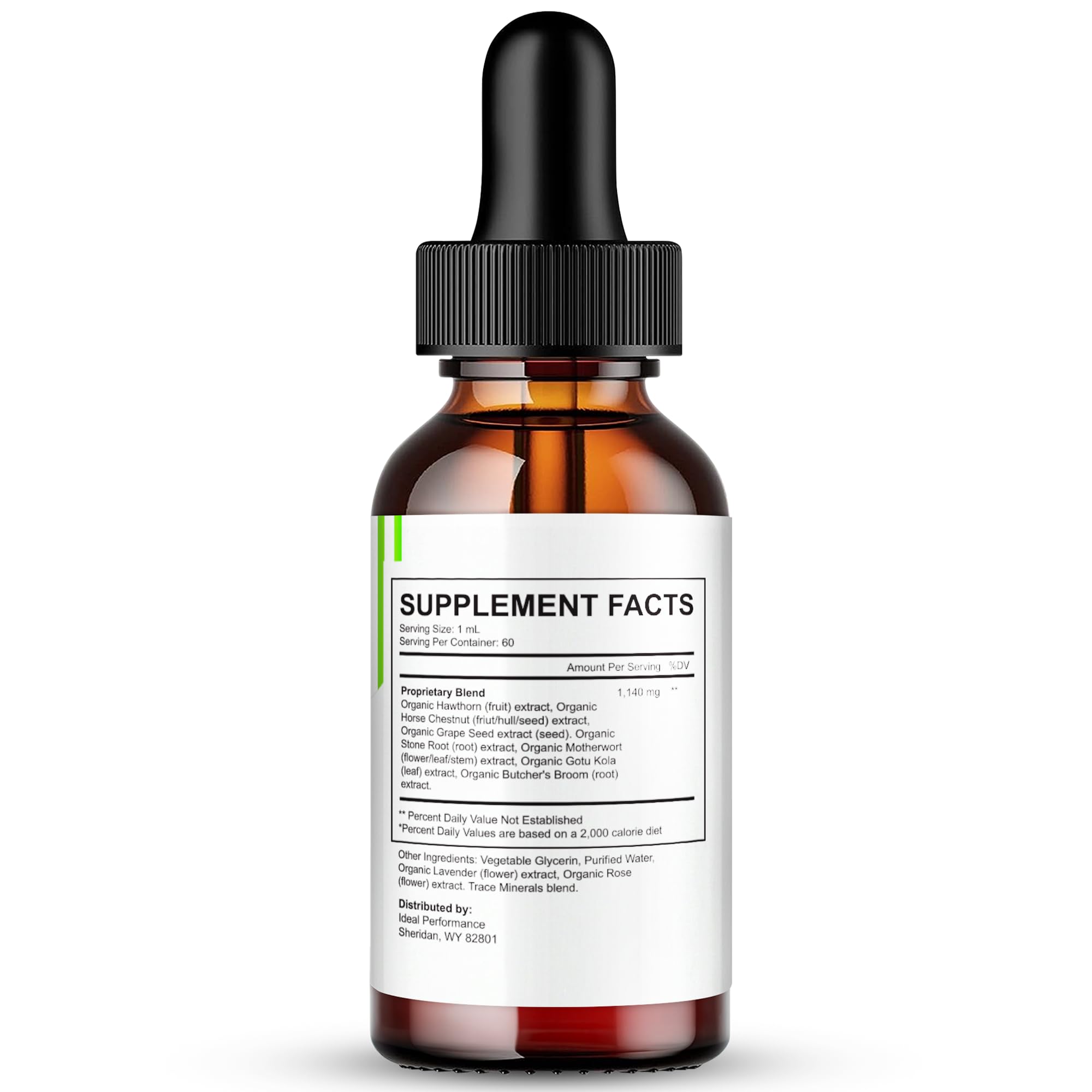 IDEAL PERFORMANCE Gluco Delete Drops back view with ingredients